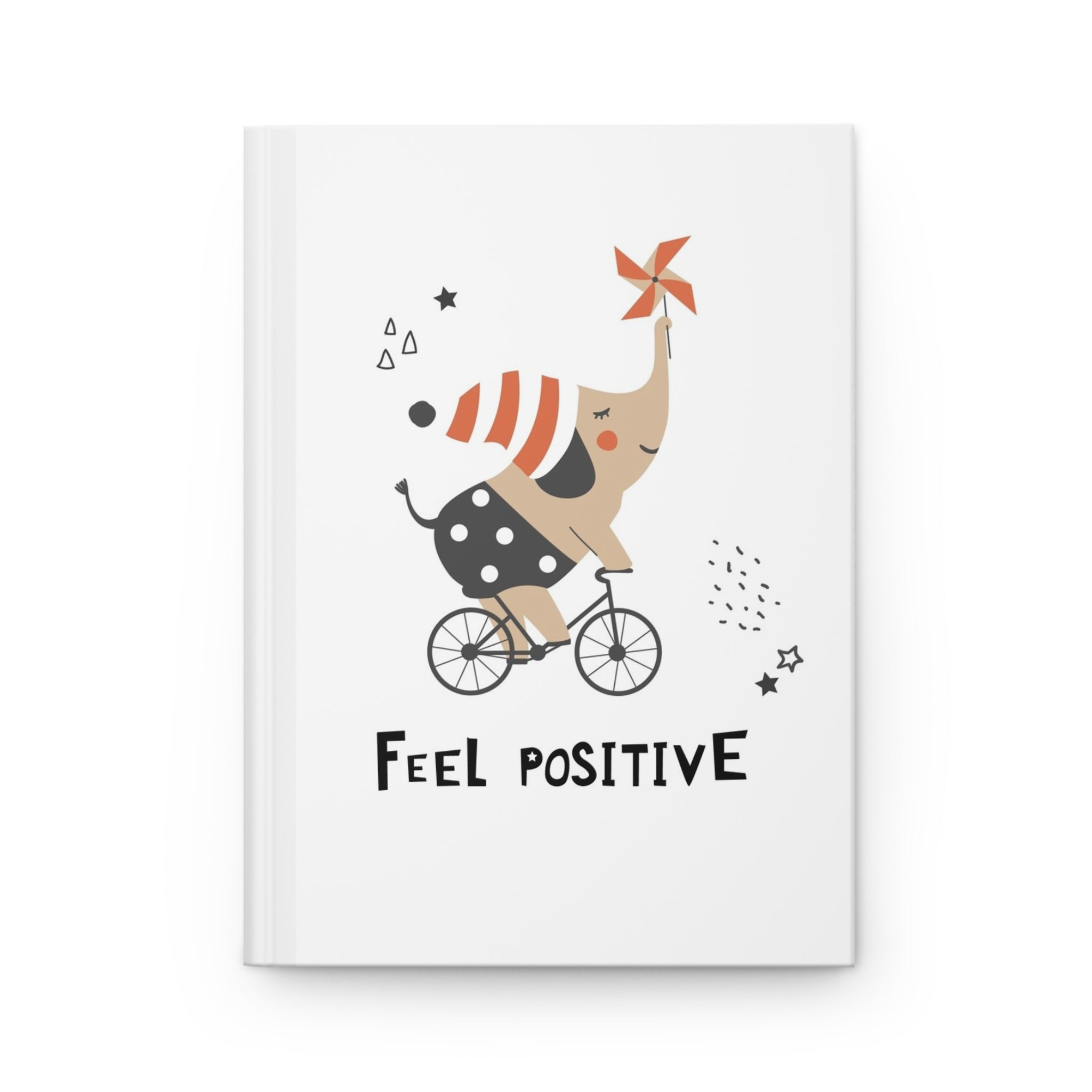 Feel Positive Elephant Hardcover Journal — Cute Biking Elephant Notebook for Kids & Adults