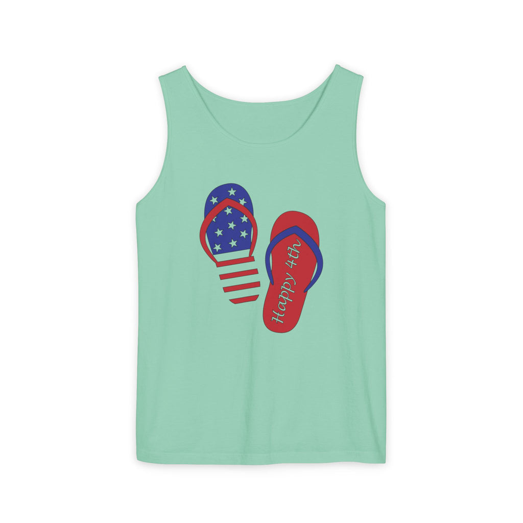 Patriotic Flip Flops Tank Top – 'Happy 4th' Summer Independence Day Tank