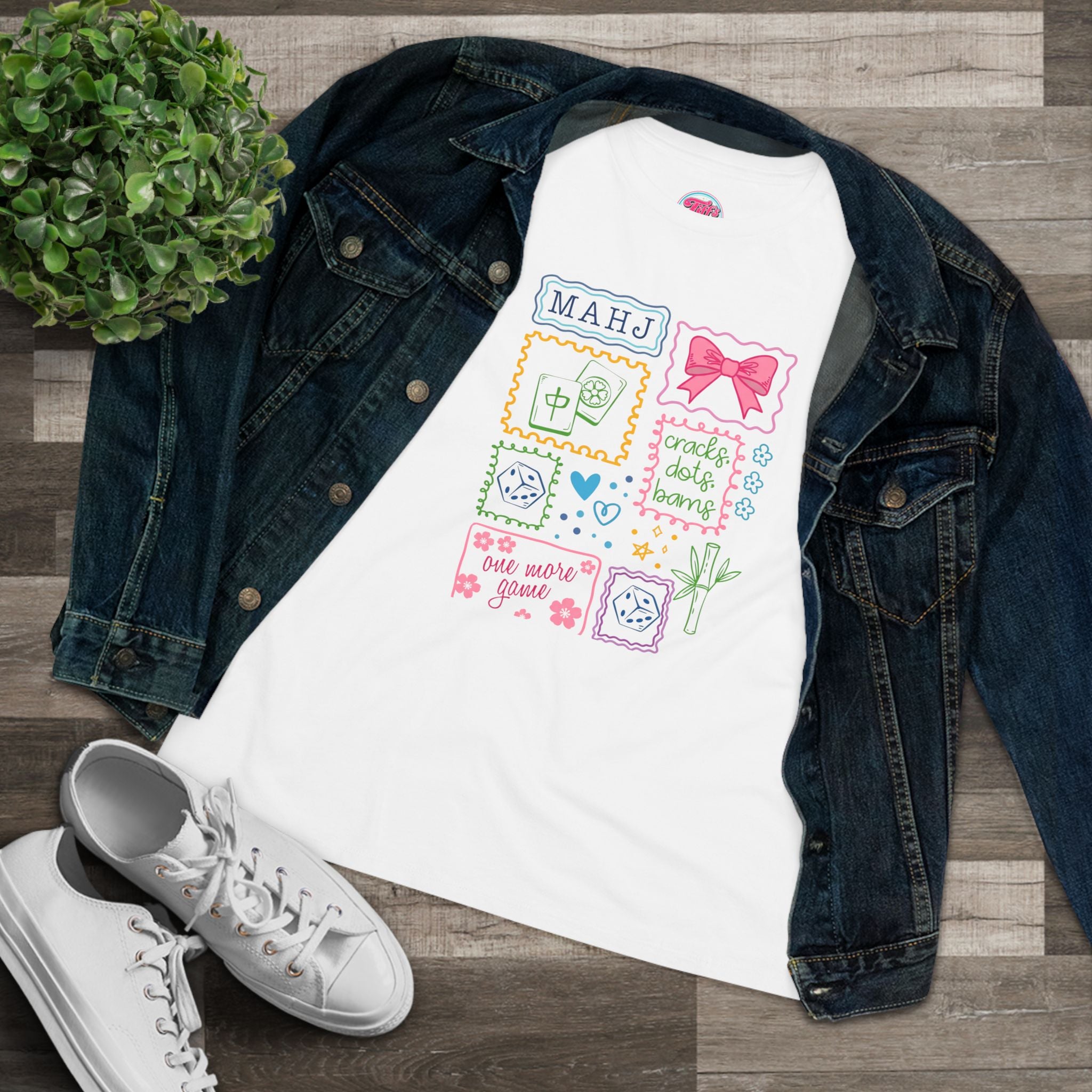 Just A Girl Who Loves Mahjong Graphic Tee — Cute Pastel Mahjong Tiles & Bow Women's T-Shirt