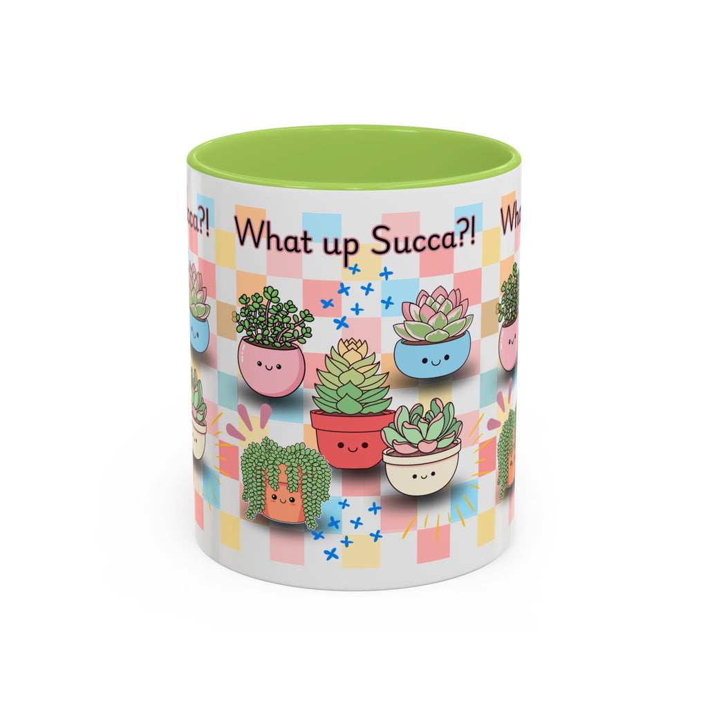 What up Succa? Cute Succulent Accent Coffee Mug – Fun Plant Lover Gift (11 oz)