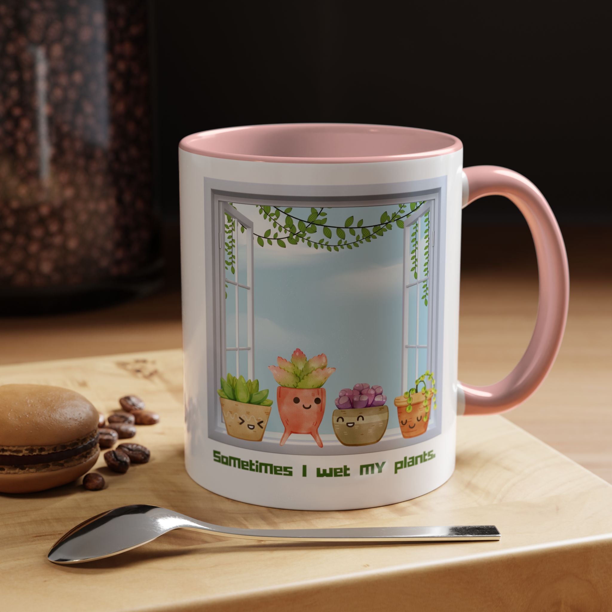 Succulent Window Mug — "Sometimes I Wet My Plants" Cute Plant Lover Coffee Cup