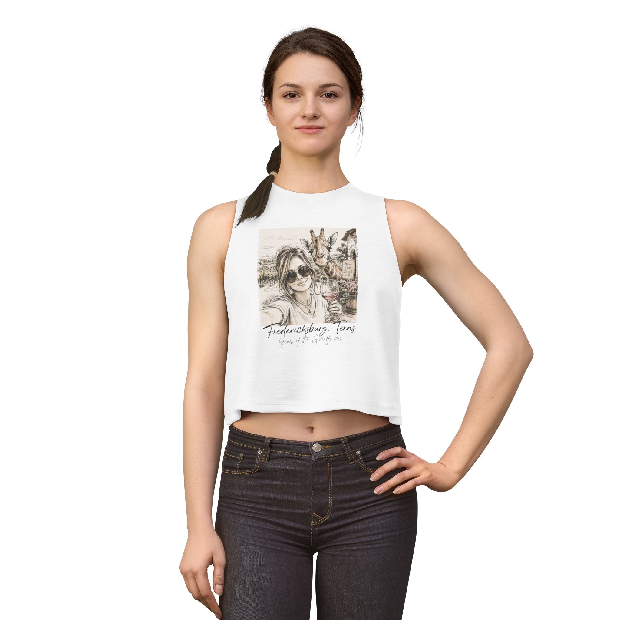 Fredericksburg, Texas Crop Top — Wine & Giraffe Travel Graphic Tank