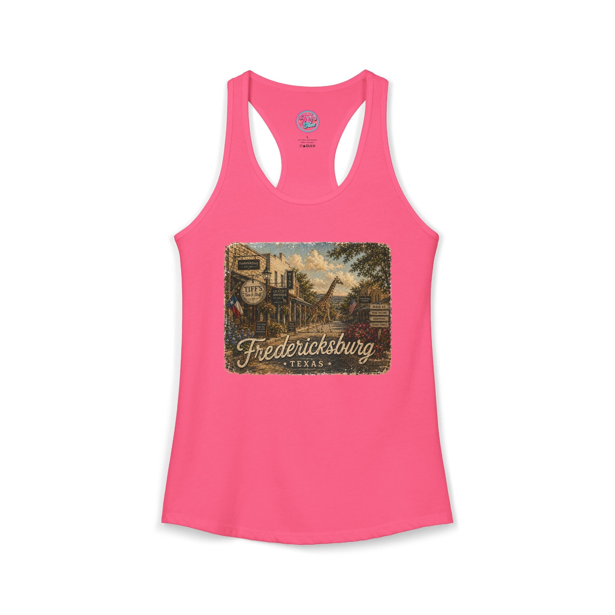 Women's Tank with Vintage Texas Look Featuring One Lost Giraffe