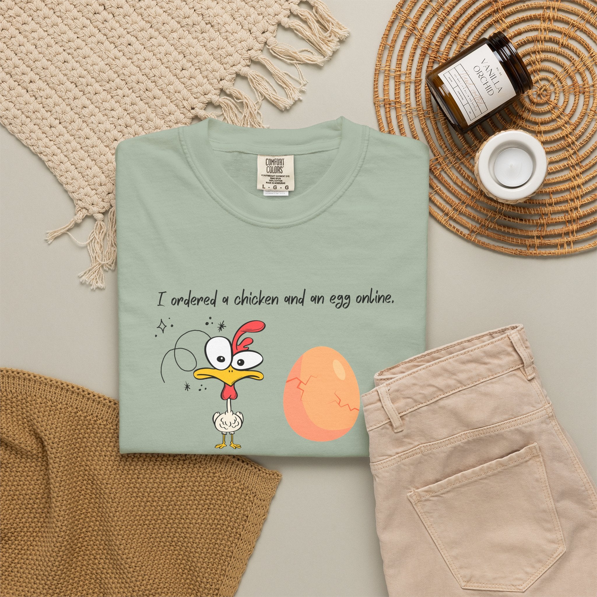 Chicken and Egg Dad Joke T-Shirt — "I Ordered a Chicken and an Egg online..." Funny Graphic Tee