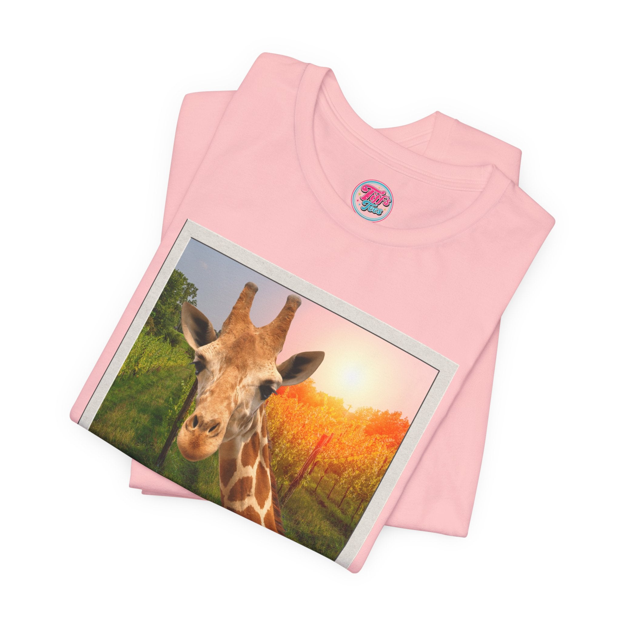 Giraffe Polaroid Photo Tee — "Love, Gracie G.Raffe" Graphic T-Shirt
