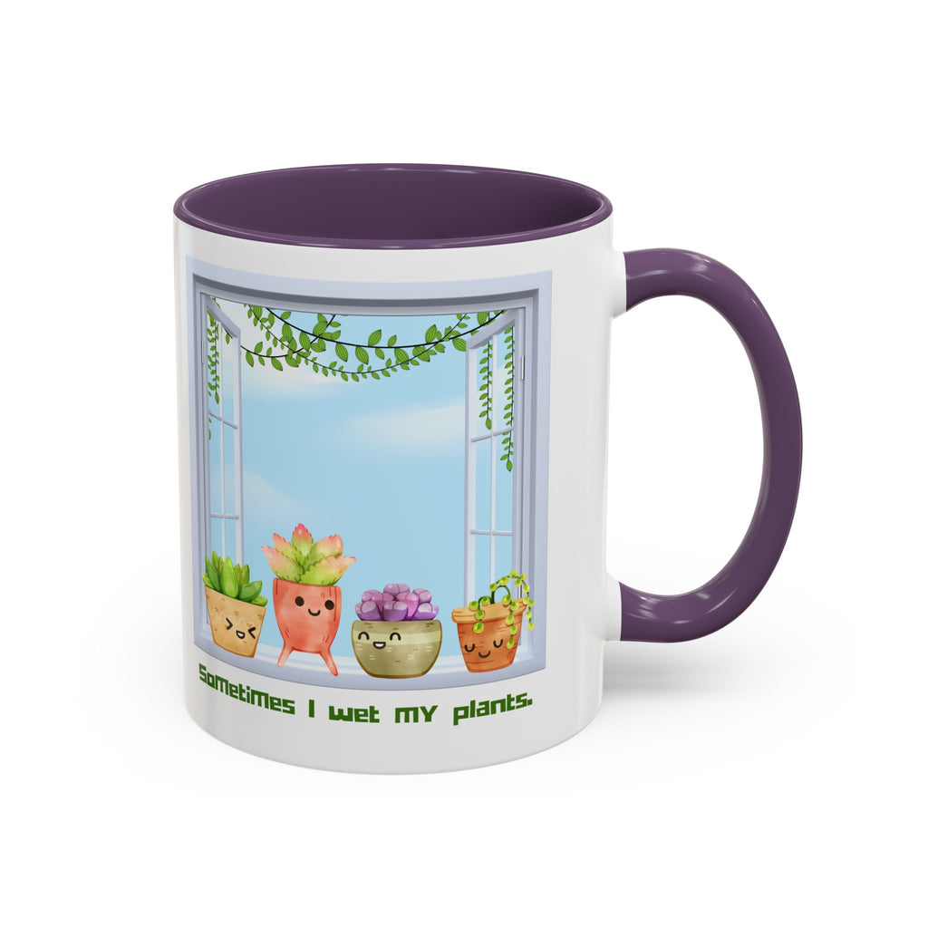 Succulent Window Mug — "Sometimes I Wet My Plants" Cute Plant Lover Coffee Cup