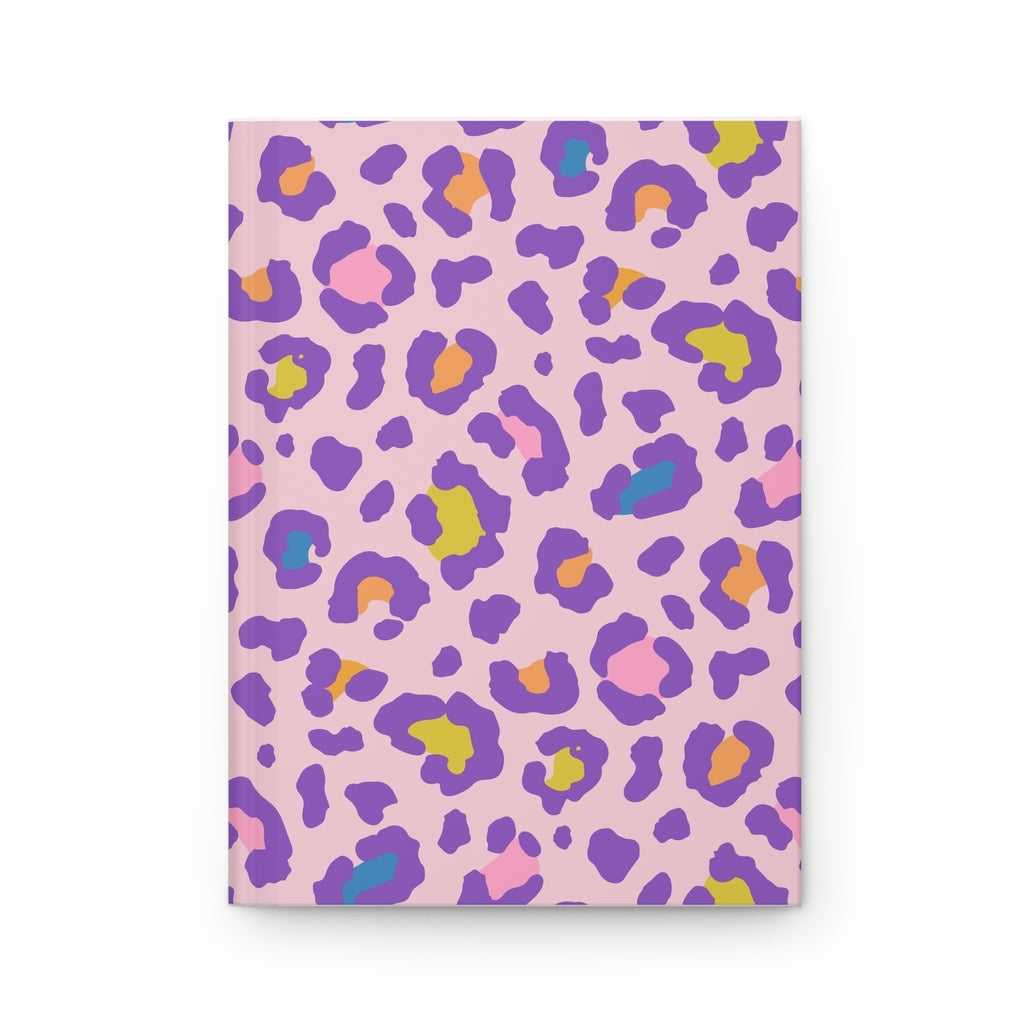 Pink Purple Leopard Hardcover Journal — Colorful Animal Print Notebook