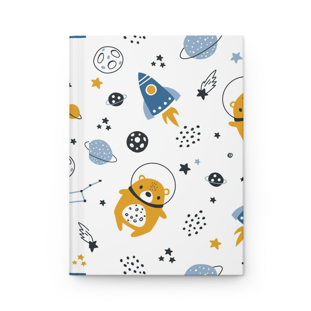 Space Bear Hardcover Journal — Cute Astronaut Bear Notebook for Kids, Space-Themed Baby Shower Gift