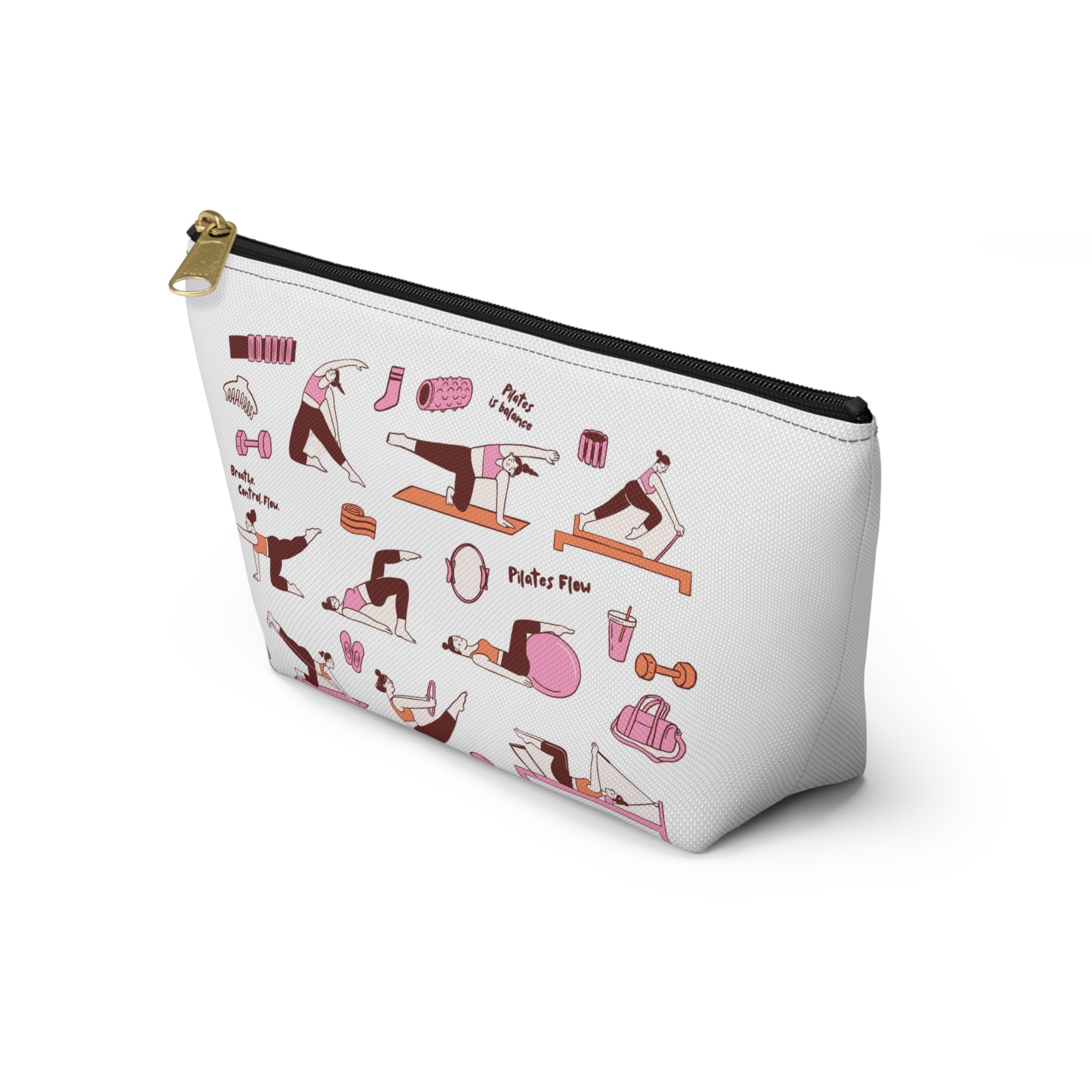Pilates Accessory Pouch — T‑Bottom Makeup & Gear Bag with Pilates Flow Design