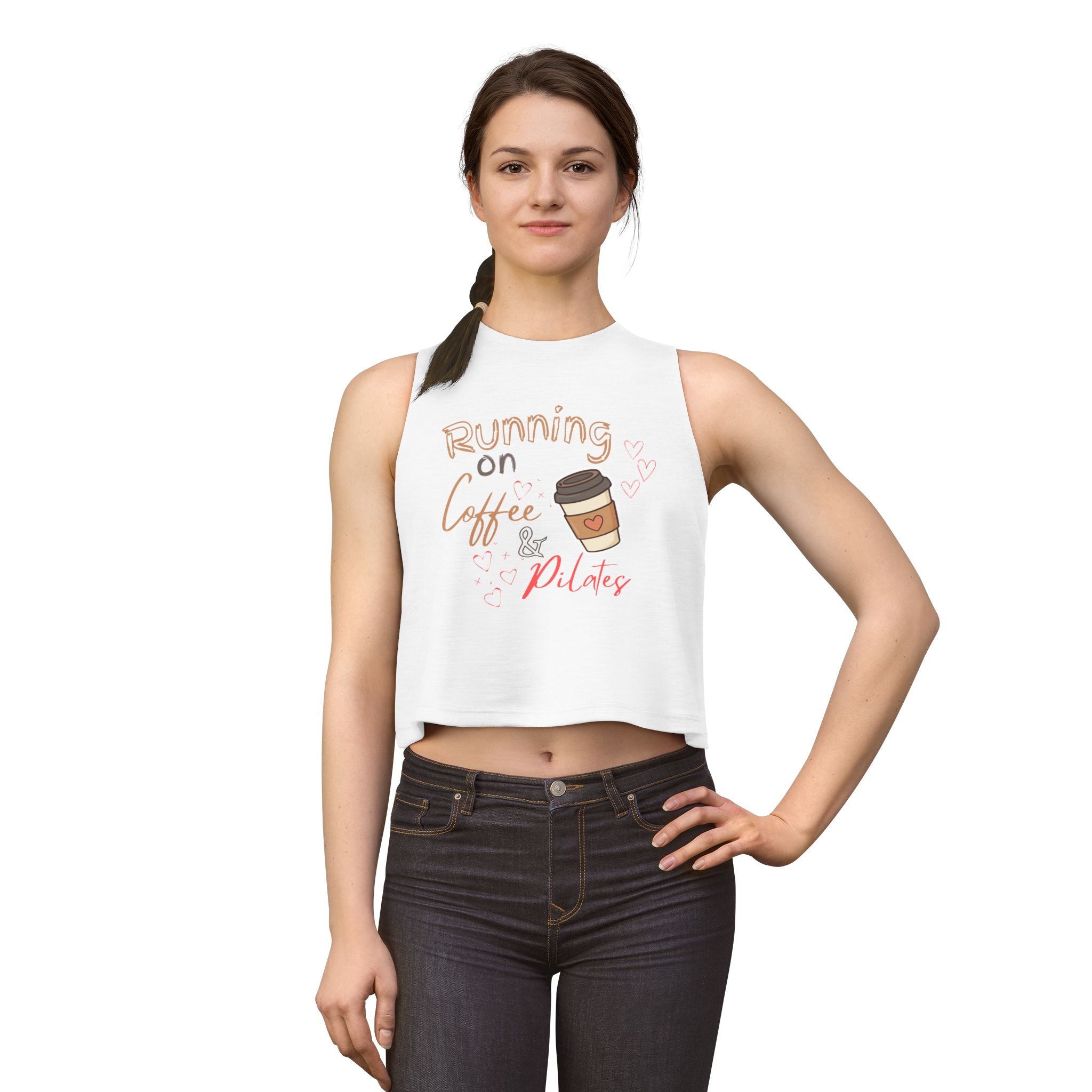 Coffee & Pilates Crop Top - "Running on Coffee & Pilates" Women's Fitness Tank