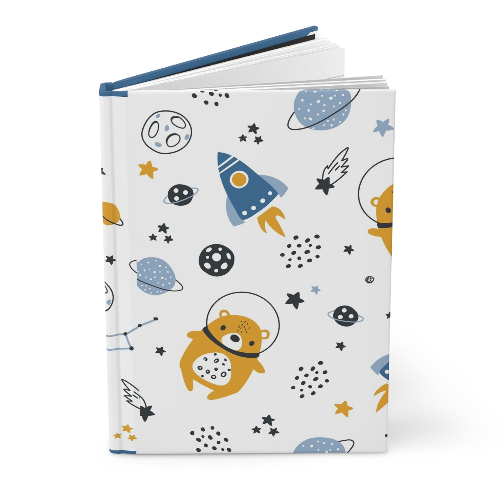 Space Bear Hardcover Journal — Cute Astronaut Bear Notebook for Kids, Space-Themed Baby Shower Gift