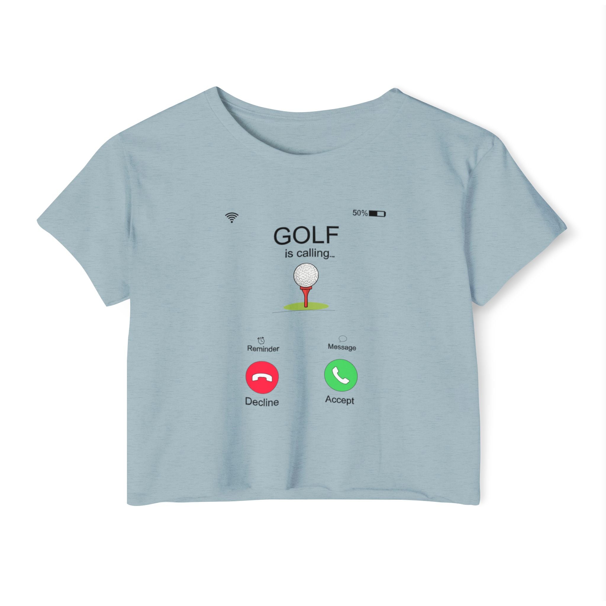 Golf Is Calling Crop Top — Women's Golf Tee with 'Golf is calling' Call Screen Design