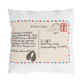 Postcard-Style Outdoor Pillow — "Postcards from Gracie G. Raffe" Giraffe Design