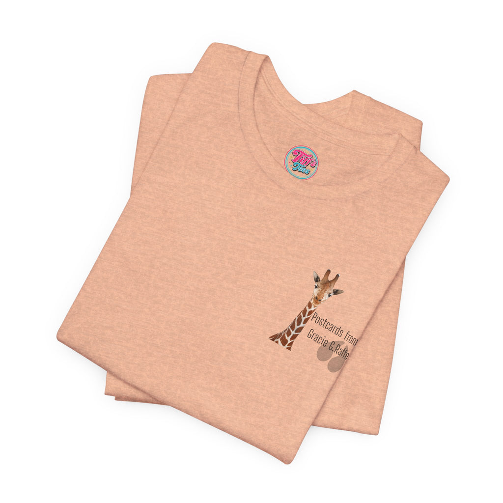 Postcard from Gracie Giraffe T-Shirt — 'Wish You Were Here' Vintage Airmail Graphic Tee