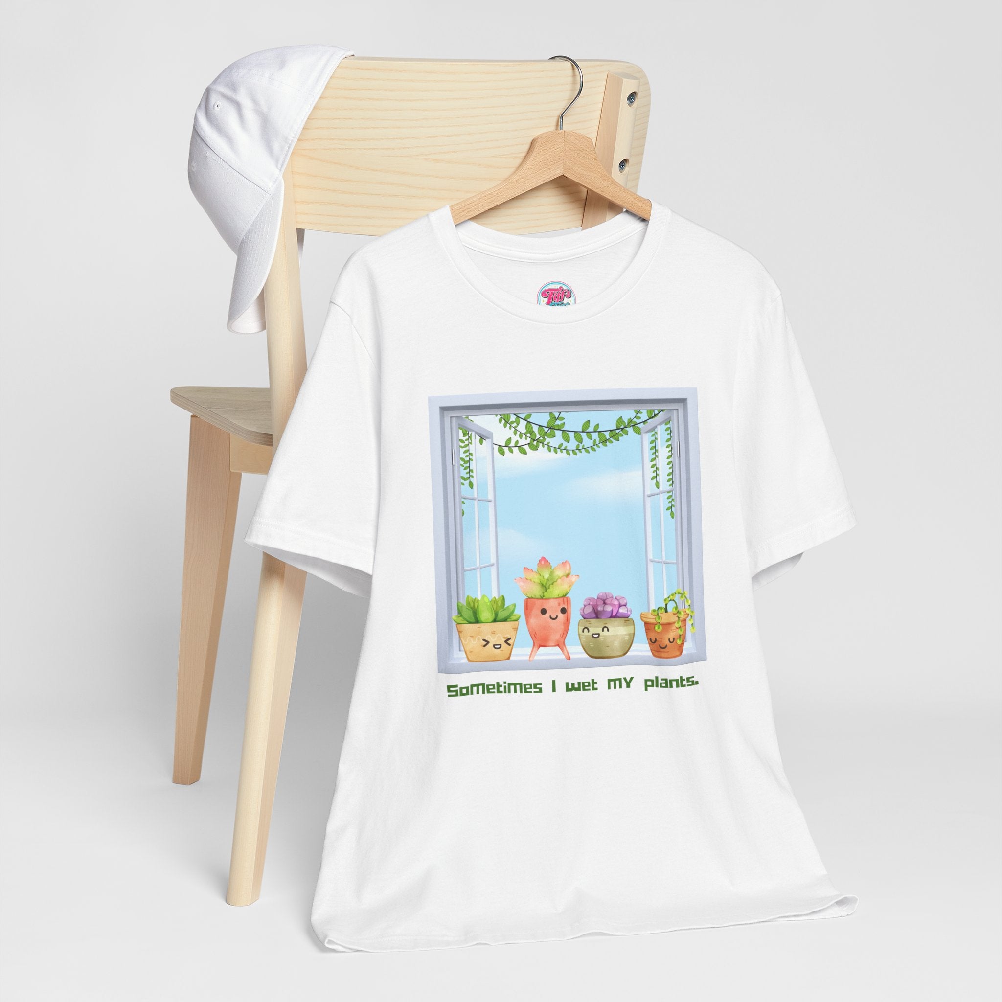Plant Lover Tee — "Sometimes I Wet My Plants" Cute Succulent Graphic T-Shirt