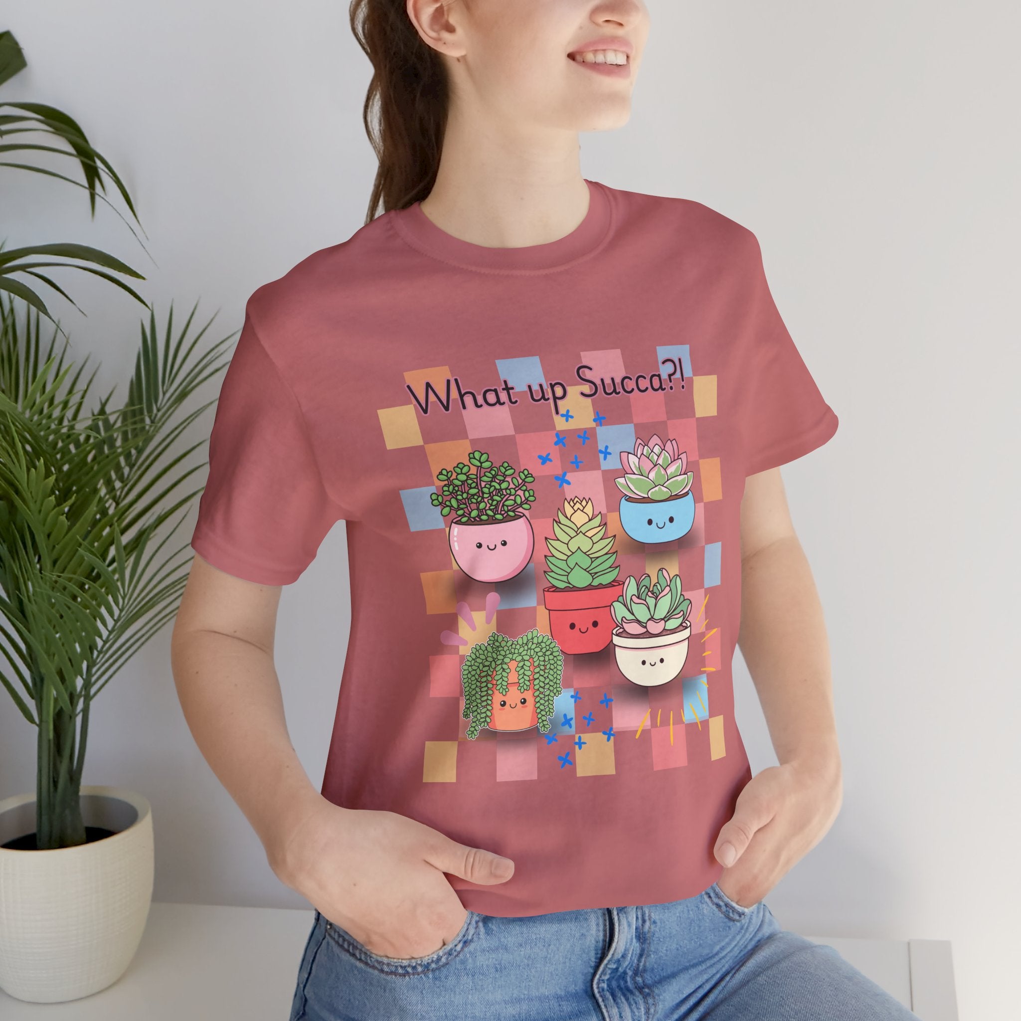 What up SUCCA?! Cute Succulent Graphic Tee — Kawaii Plant Lover Shirt