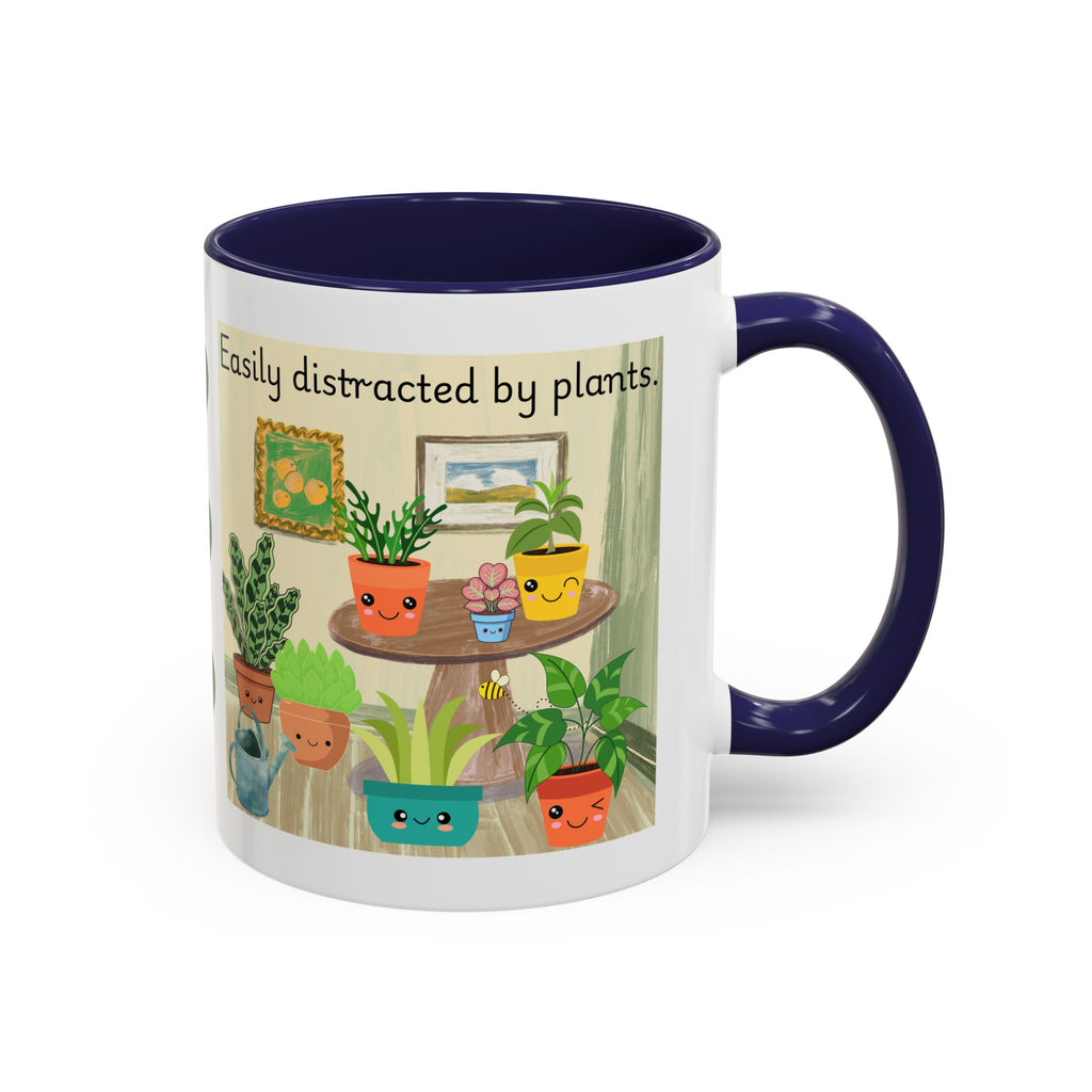 Plant Lover Coffee Mug — “Easily Distracted by Plants” Accent Mug (11 oz)