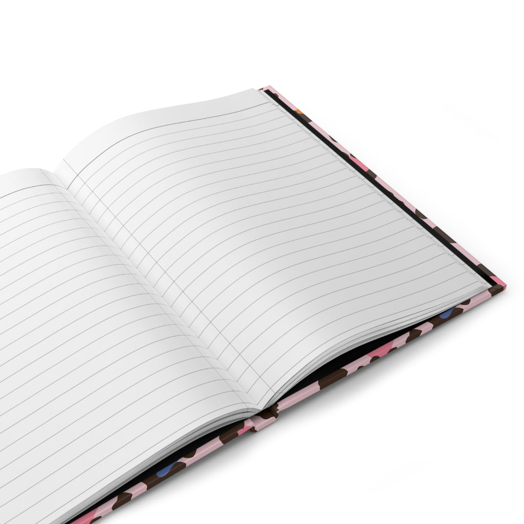 Pink Colorful Leopard Print Hardcover Journal — Trendy Animal Print Notebook for Notes & Gifts