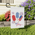4th of July Popsicle Garden Flag — Patriotic House Banner with Fireworks