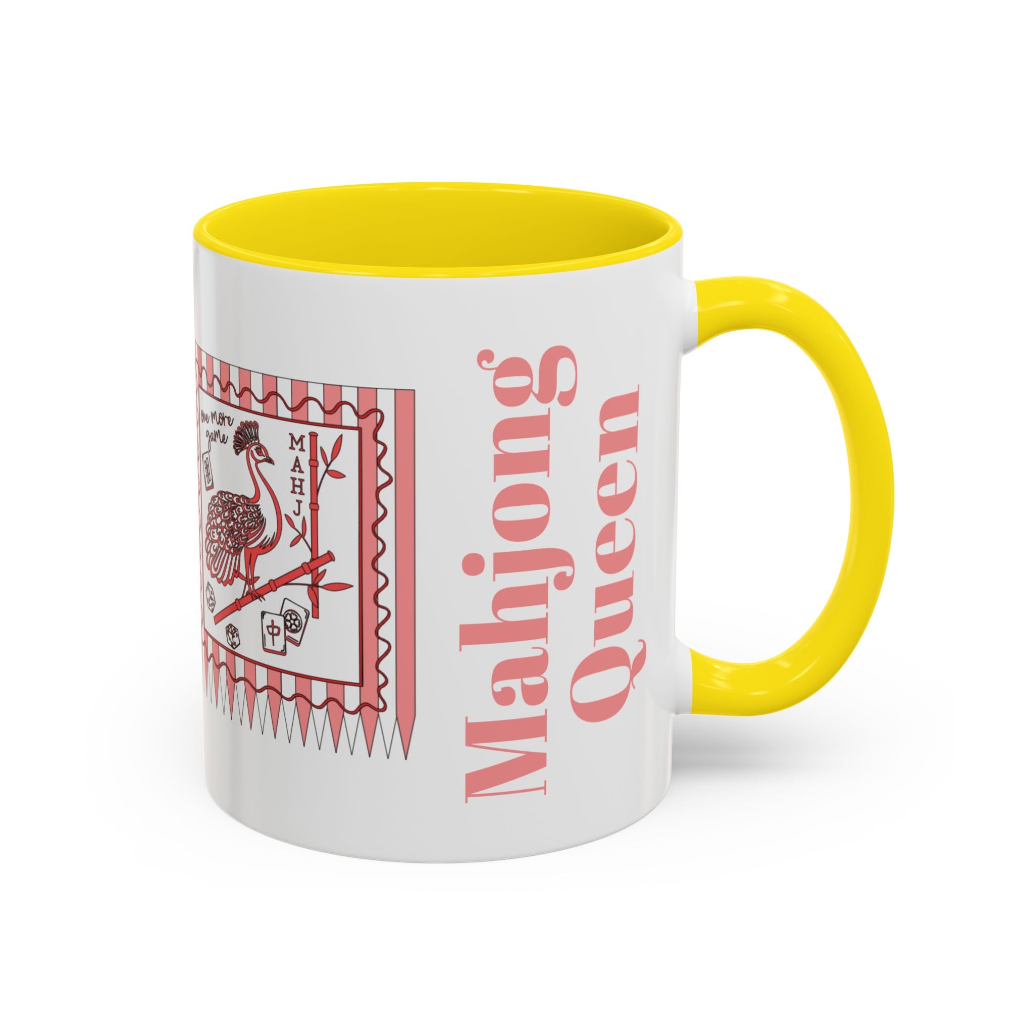 Mahjong Queen Accent Coffee Mug – Retro Tile Design, 11 oz