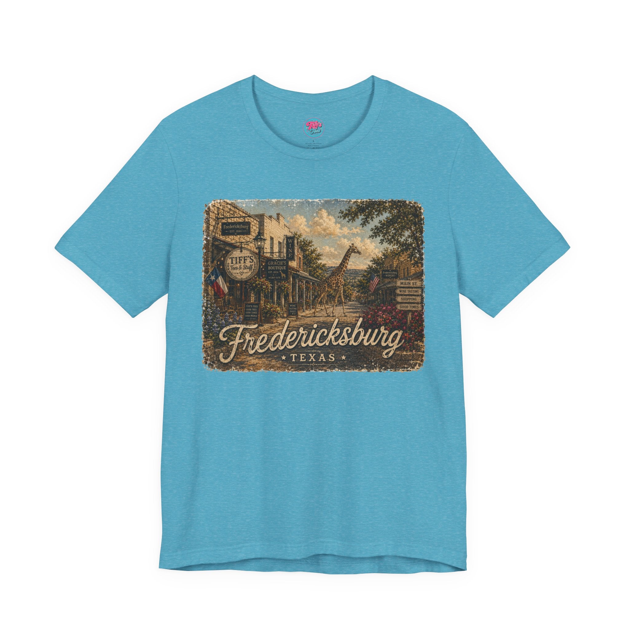 Fredericksburg Texas Vintage Scene Tee featuring Gracie