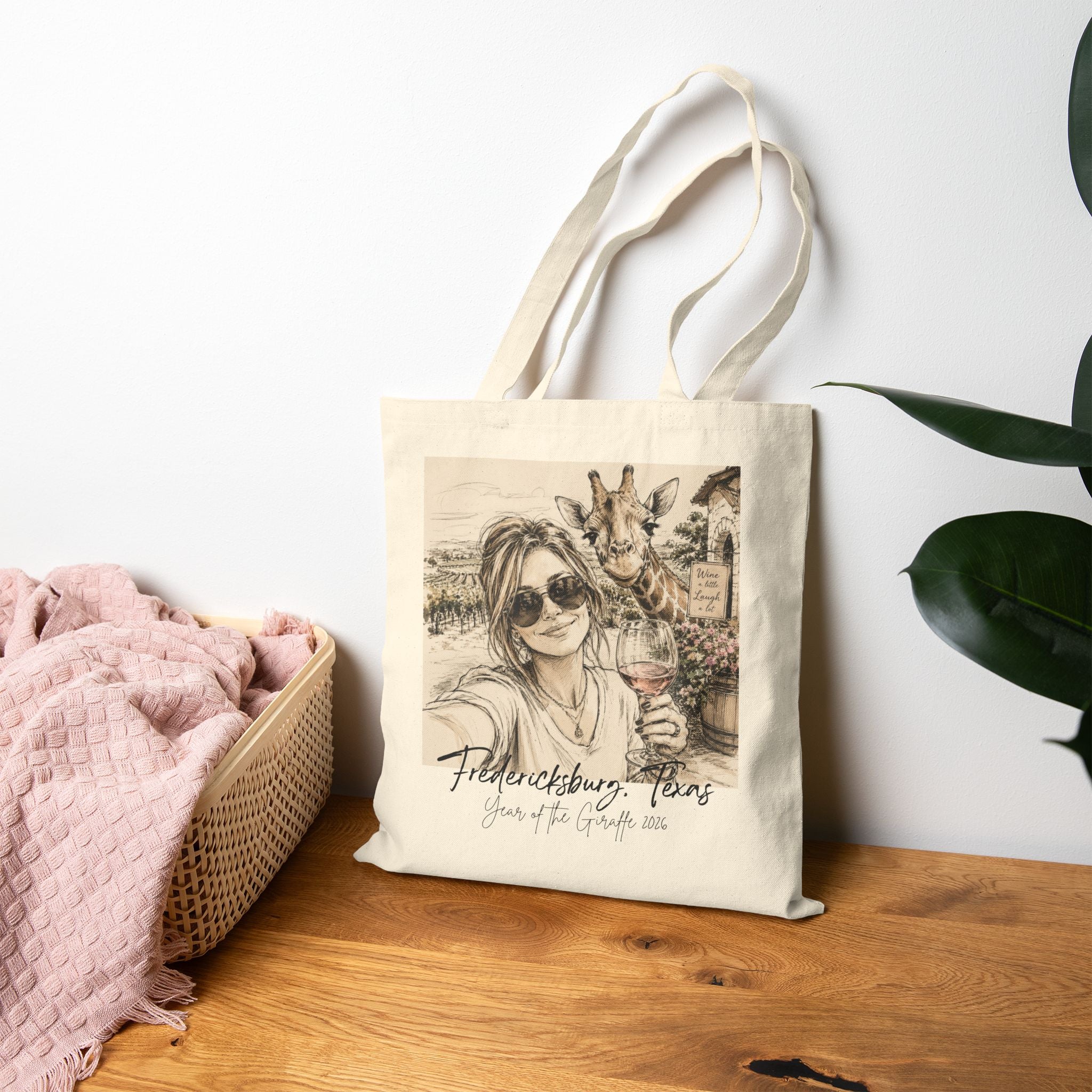 Tote Bag — Fredericksburg, Texas Wine Country Selfie With Giraffe Tote