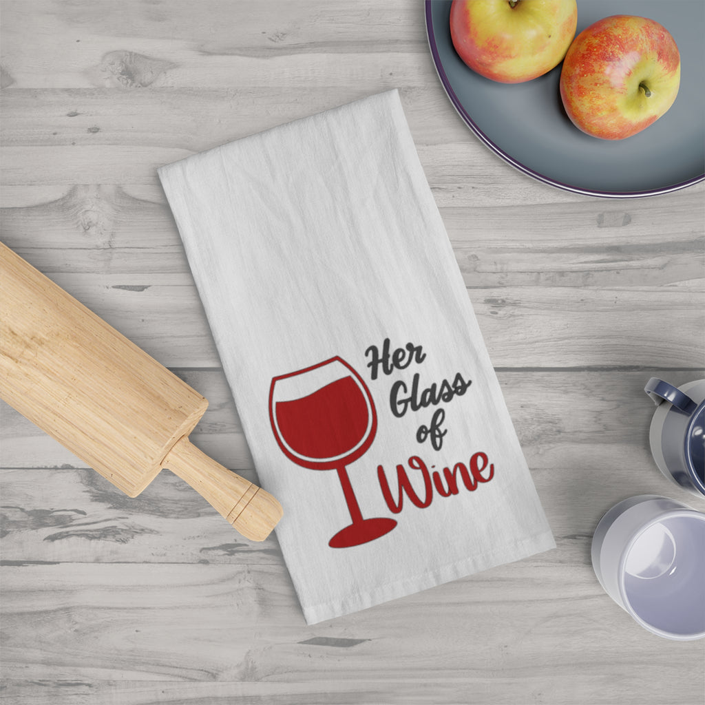 Wine Lover Tea Towel — "Her Glass of Wine" Kitchen Tea Towel