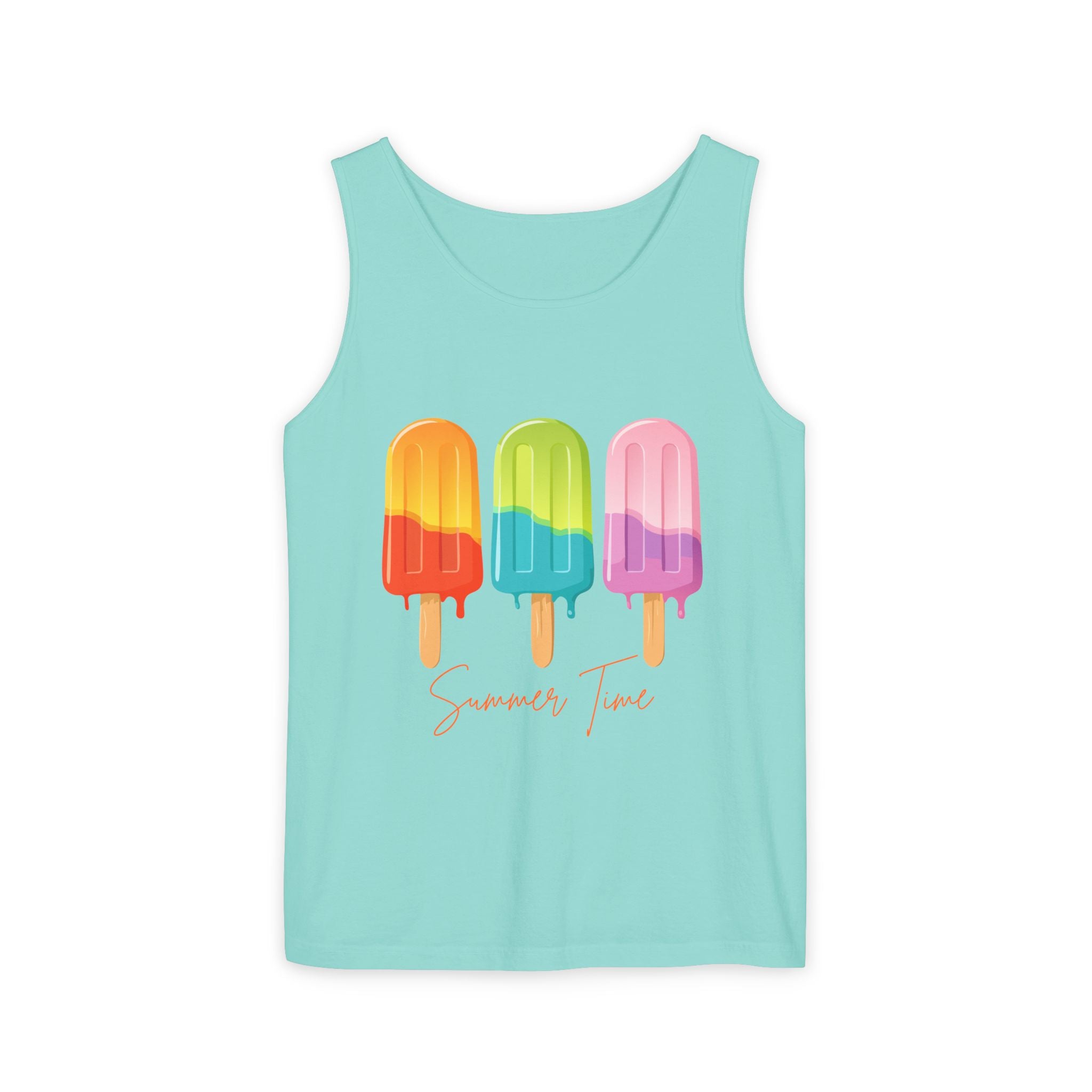 Popsicle Summer Tank Top — "Summer Time" Colorful Ice Pop Graphic