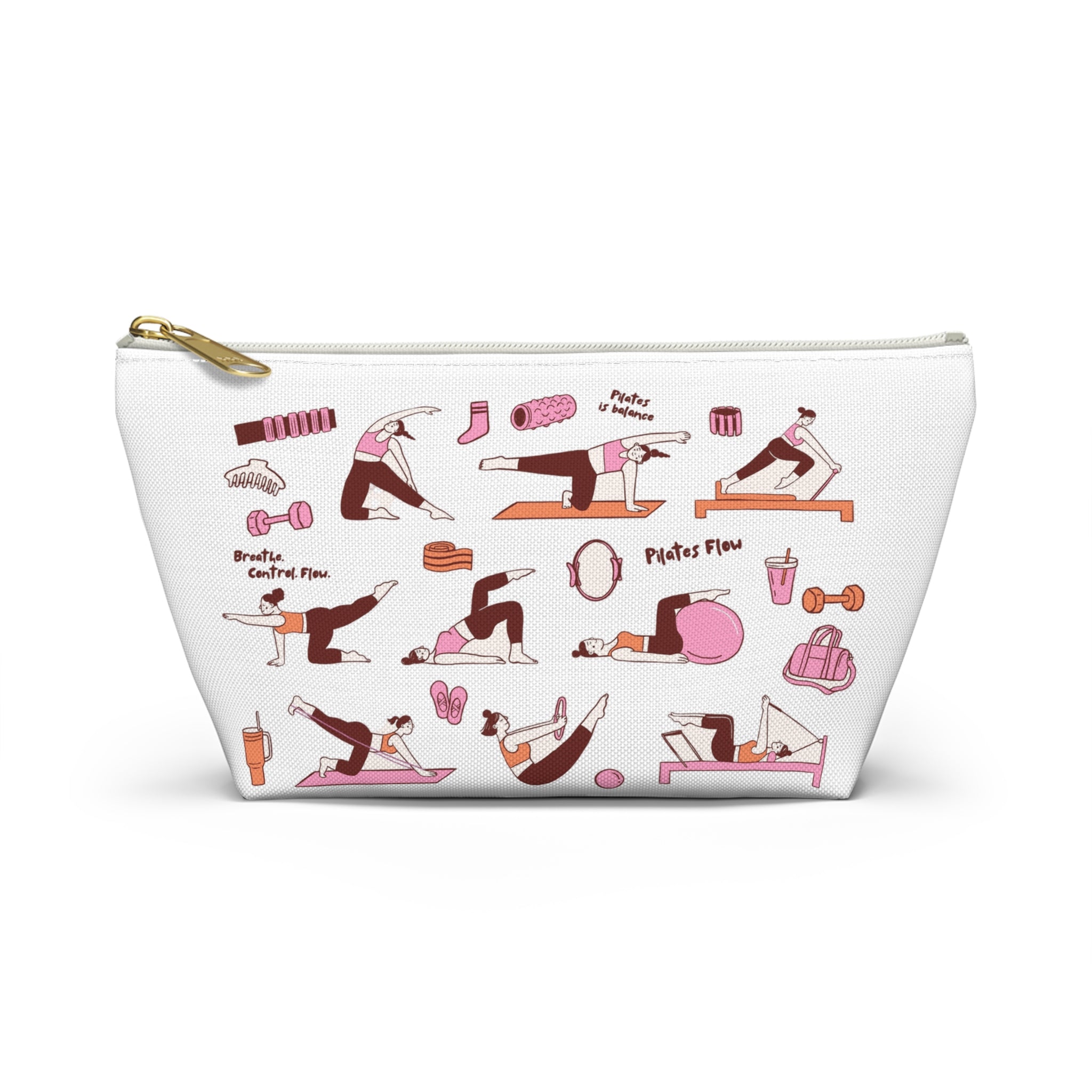 Pilates Accessory Pouch — T‑Bottom Makeup & Gear Bag with Pilates Flow Design
