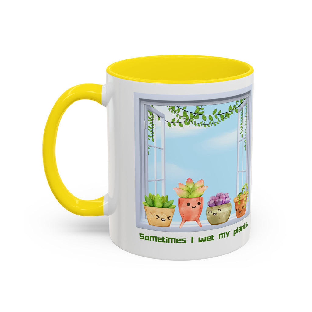 Succulent Window Mug — "Sometimes I Wet My Plants" Cute Plant Lover Coffee Cup