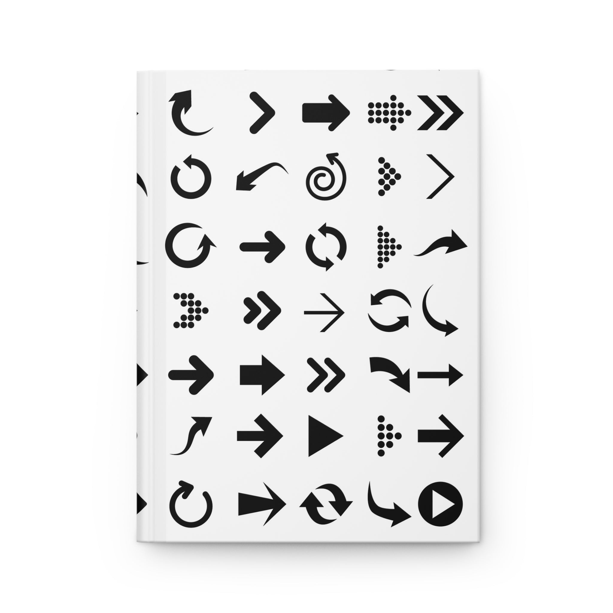 Arrow Icons Hardcover Journal — Minimal Black & White Symbol Notebook for Notes, Design Sketches, and Bullet Journaling