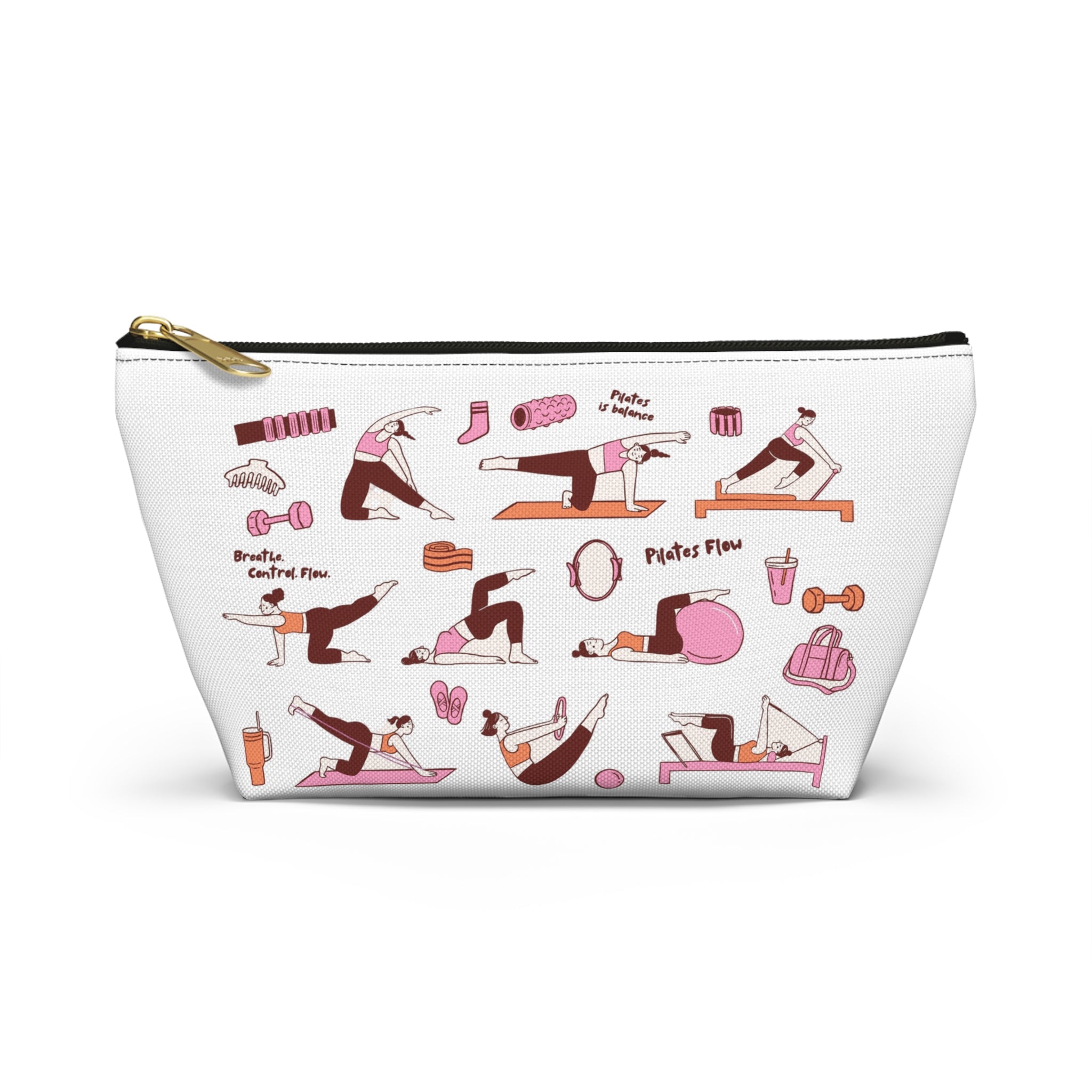 Pilates Accessory Pouch — T‑Bottom Makeup & Gear Bag with Pilates Flow Design