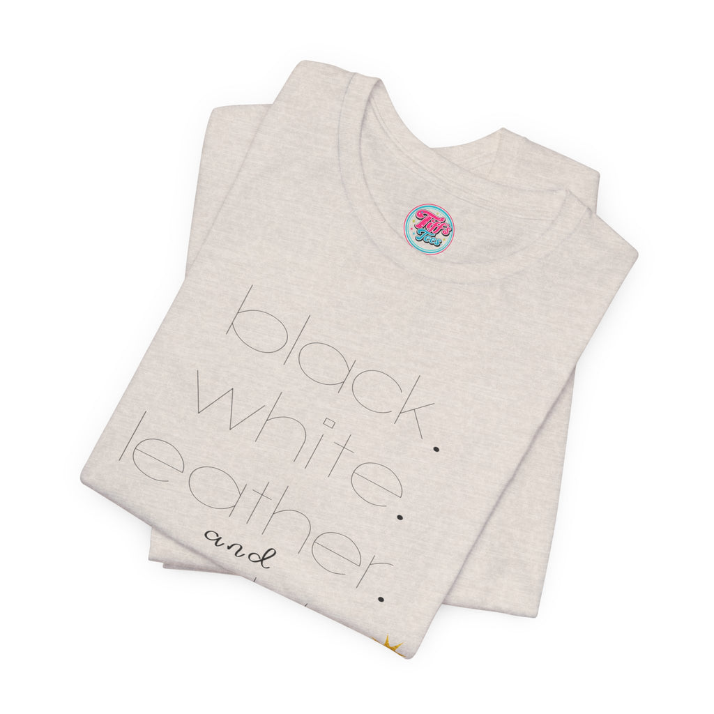 Gold Star Minimalist Tee — 'Black White Leather Gold' Graphic Shirt