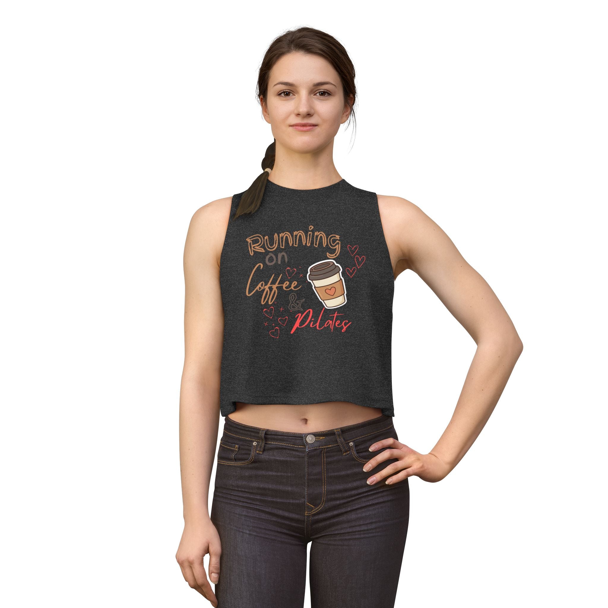 Coffee & Pilates Crop Top - "Running on Coffee & Pilates" Women's Fitness Tank