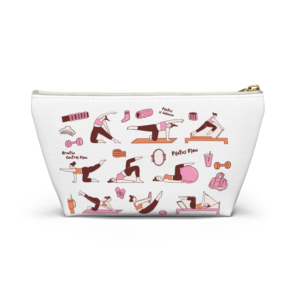 Pilates Accessory Pouch — T‑Bottom Makeup & Gear Bag with Pilates Flow Design