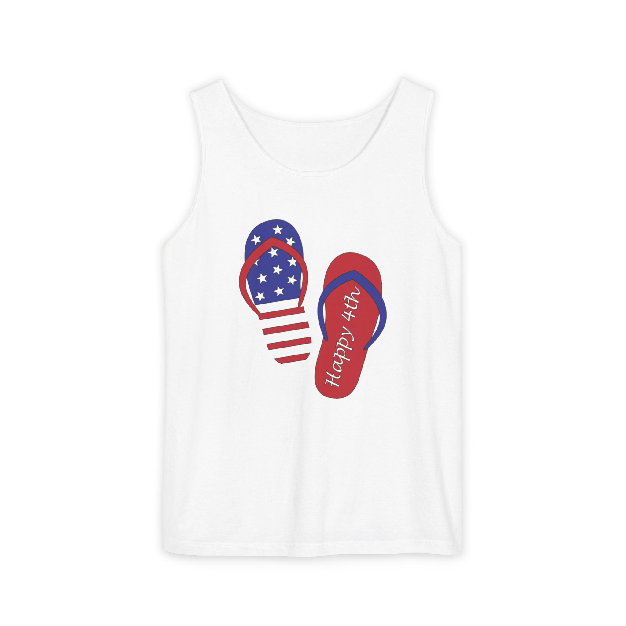 Patriotic Flip Flops Tank Top – 'Happy 4th' Summer Independence Day Tank