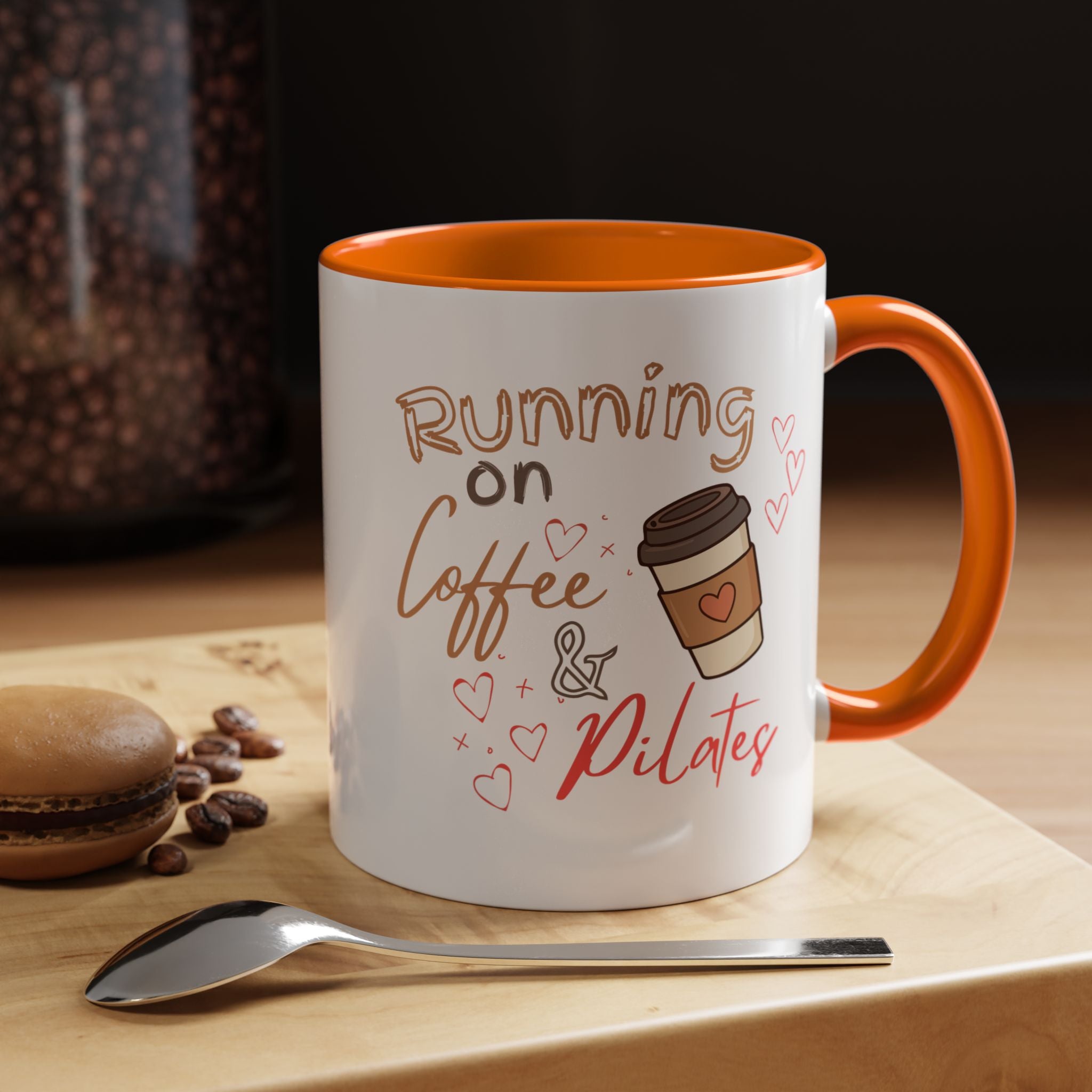Coffee & Pilates Mug — “Running on Coffee & Pilates” Accent Coffee Cup