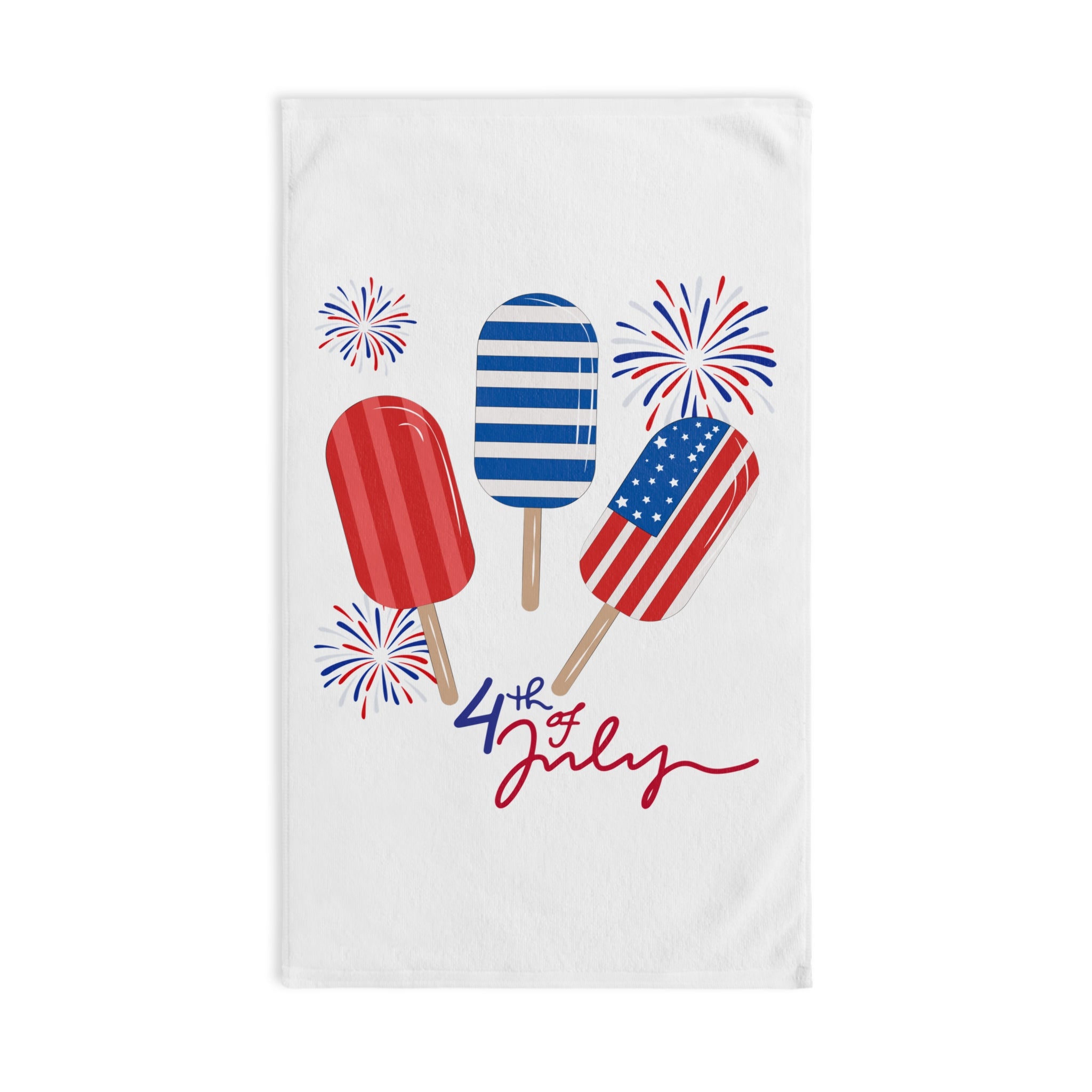 4th of July Popsicle Hand Towel – Patriotic Fireworks Kitchen Towel