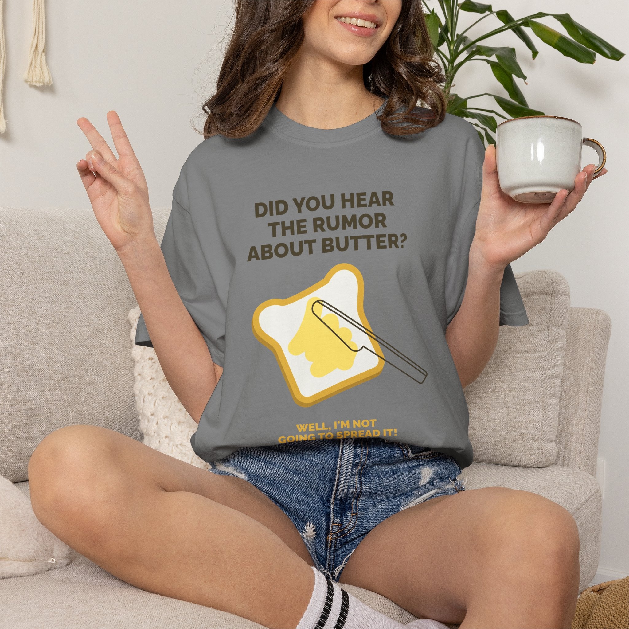 Funny Butter Joke T-Shirt — "Did You Hear the Rumor About Butter?" Graphic Dad Joke Tee