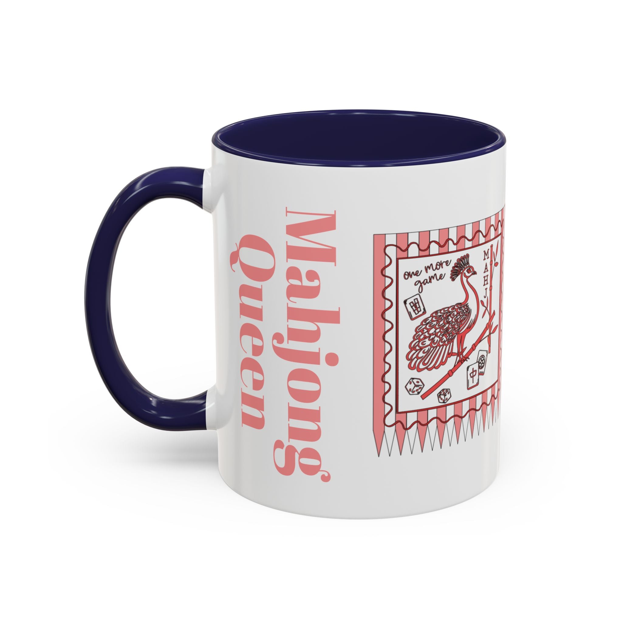 Mahjong Queen Accent Coffee Mug – Retro Tile Design, 11 oz