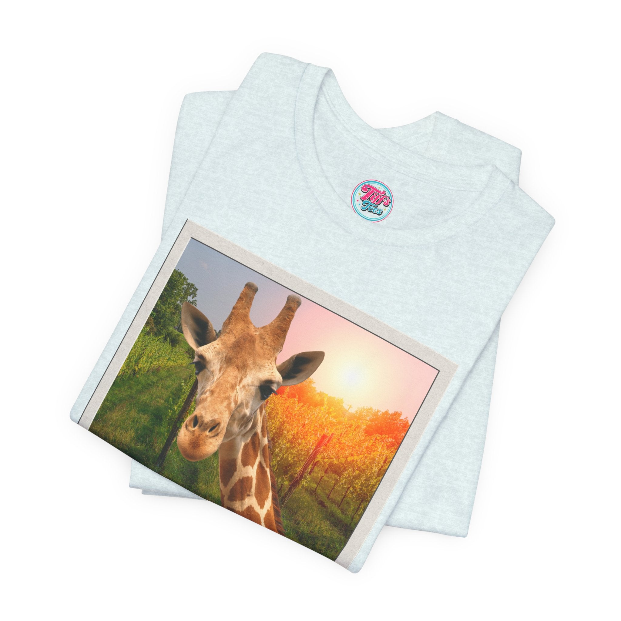 Giraffe Polaroid Photo Tee — "Love, Gracie G.Raffe" Graphic T-Shirt