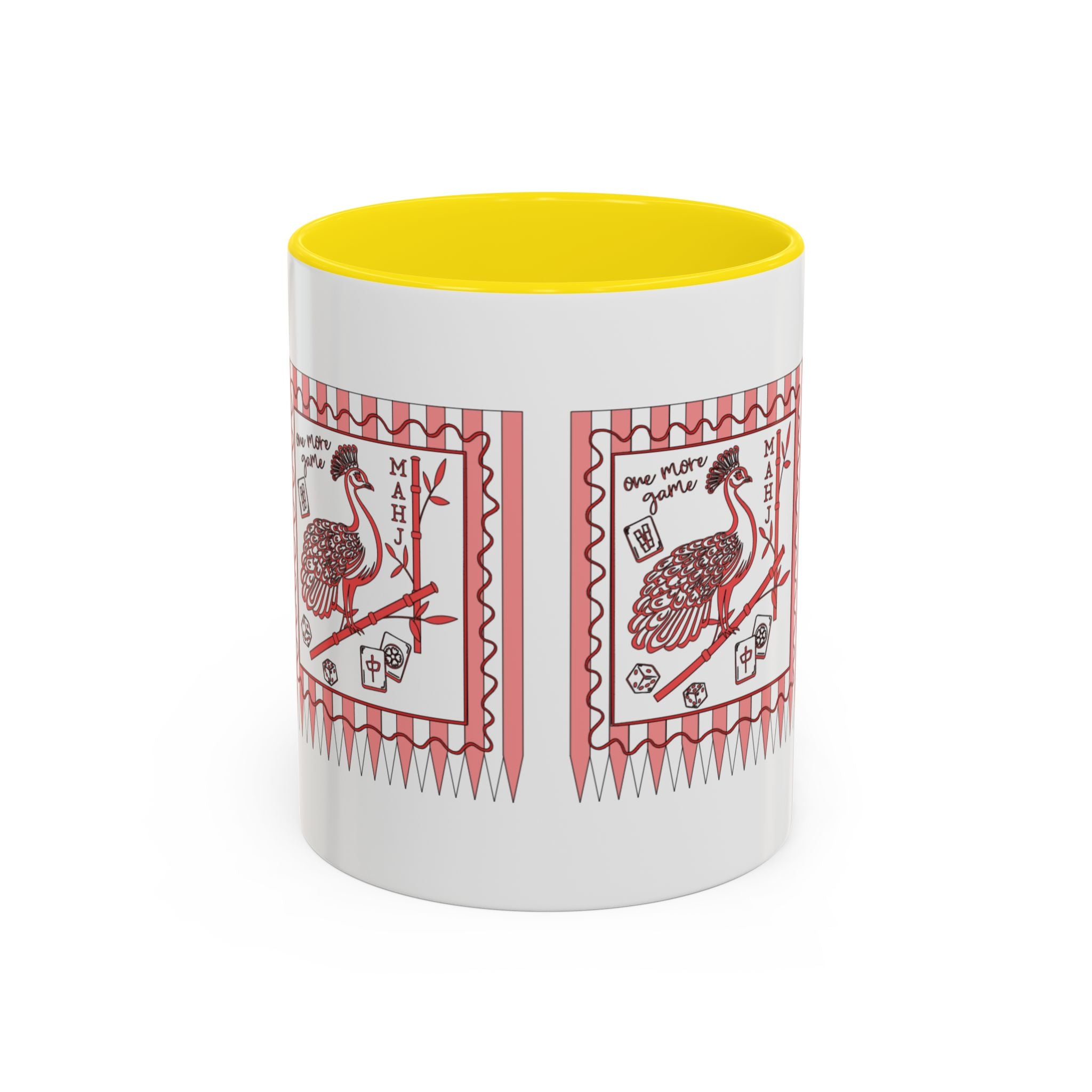 Mahjong Queen Accent Coffee Mug – Retro Tile Design, 11 oz