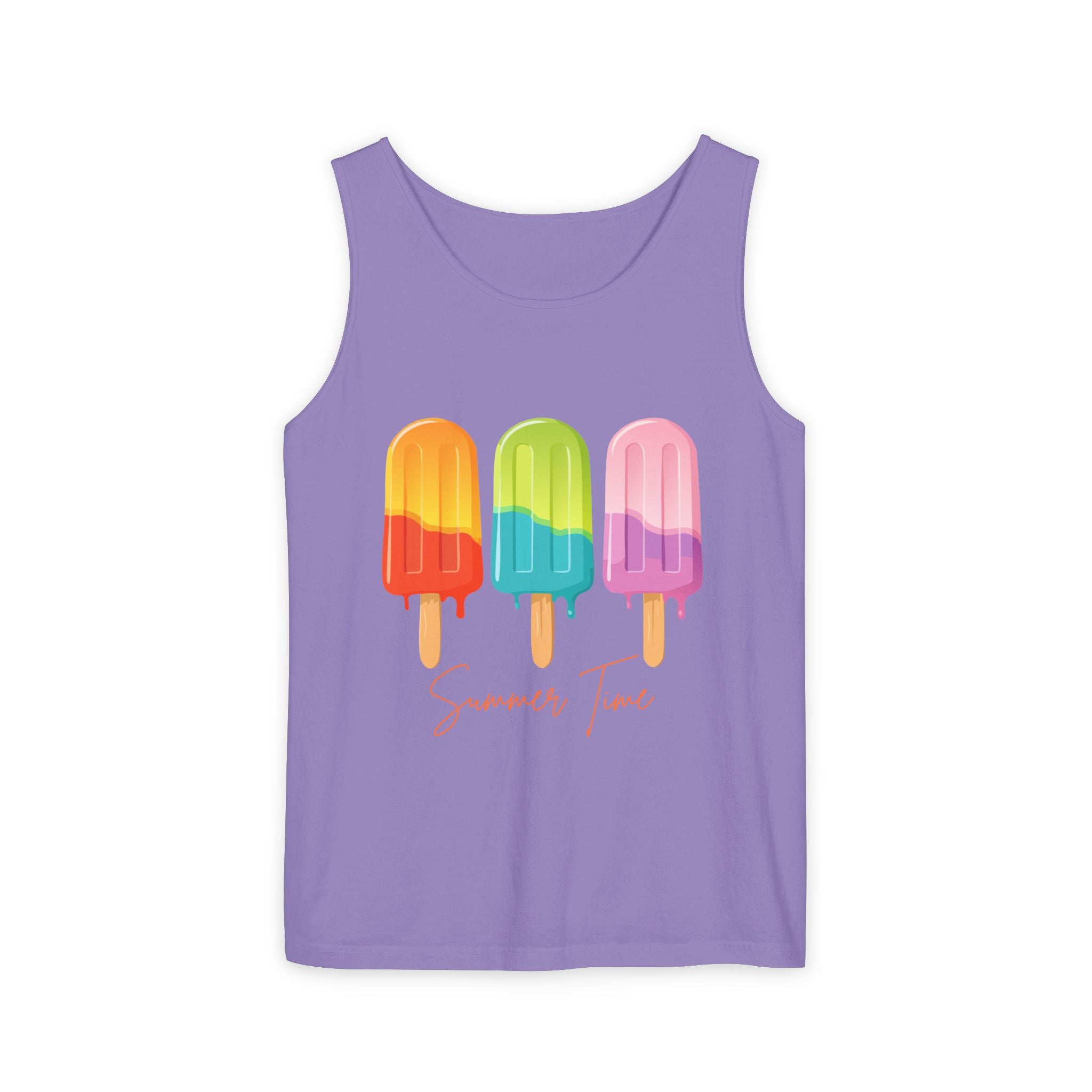 Popsicle Summer Tank Top — "Summer Time" Colorful Ice Pop Graphic