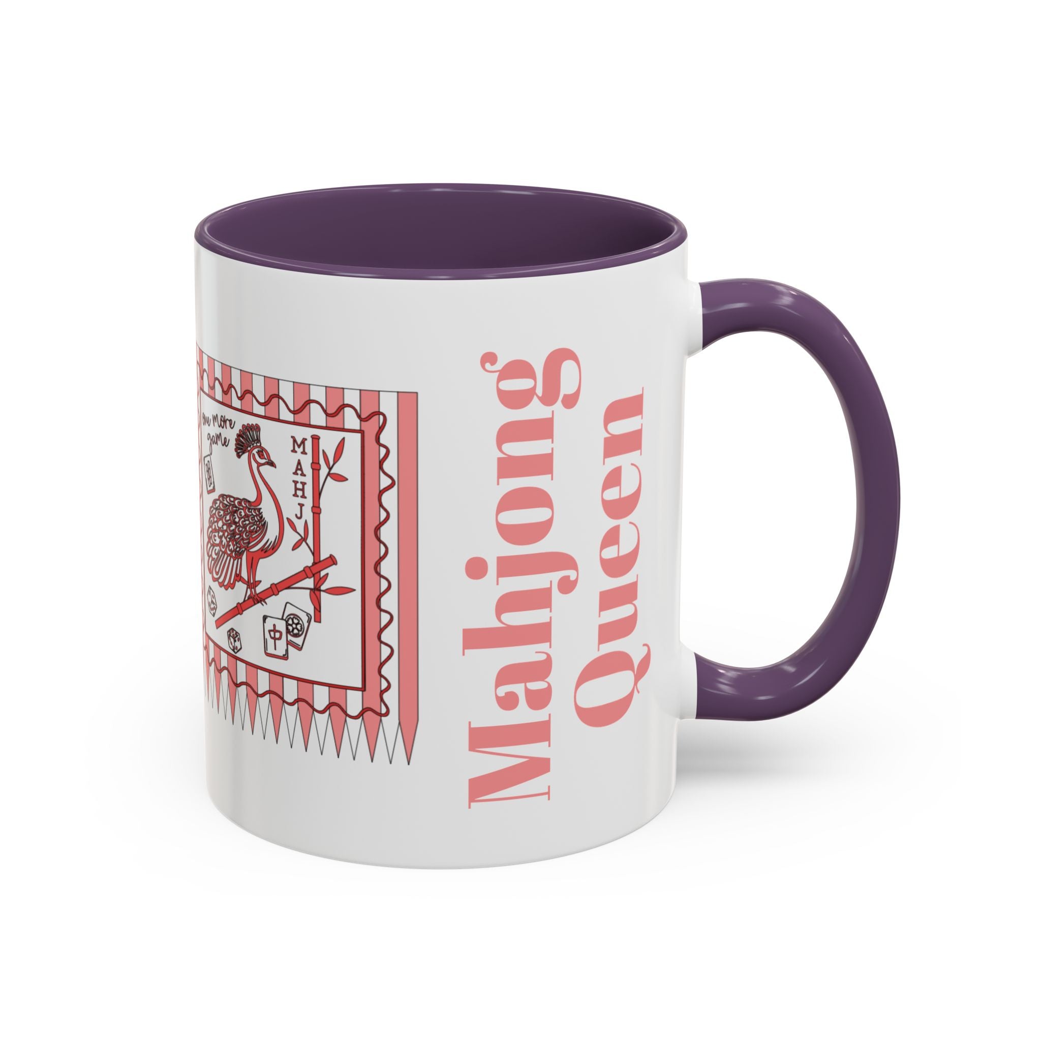 Mahjong Queen Accent Coffee Mug – Retro Tile Design, 11 oz