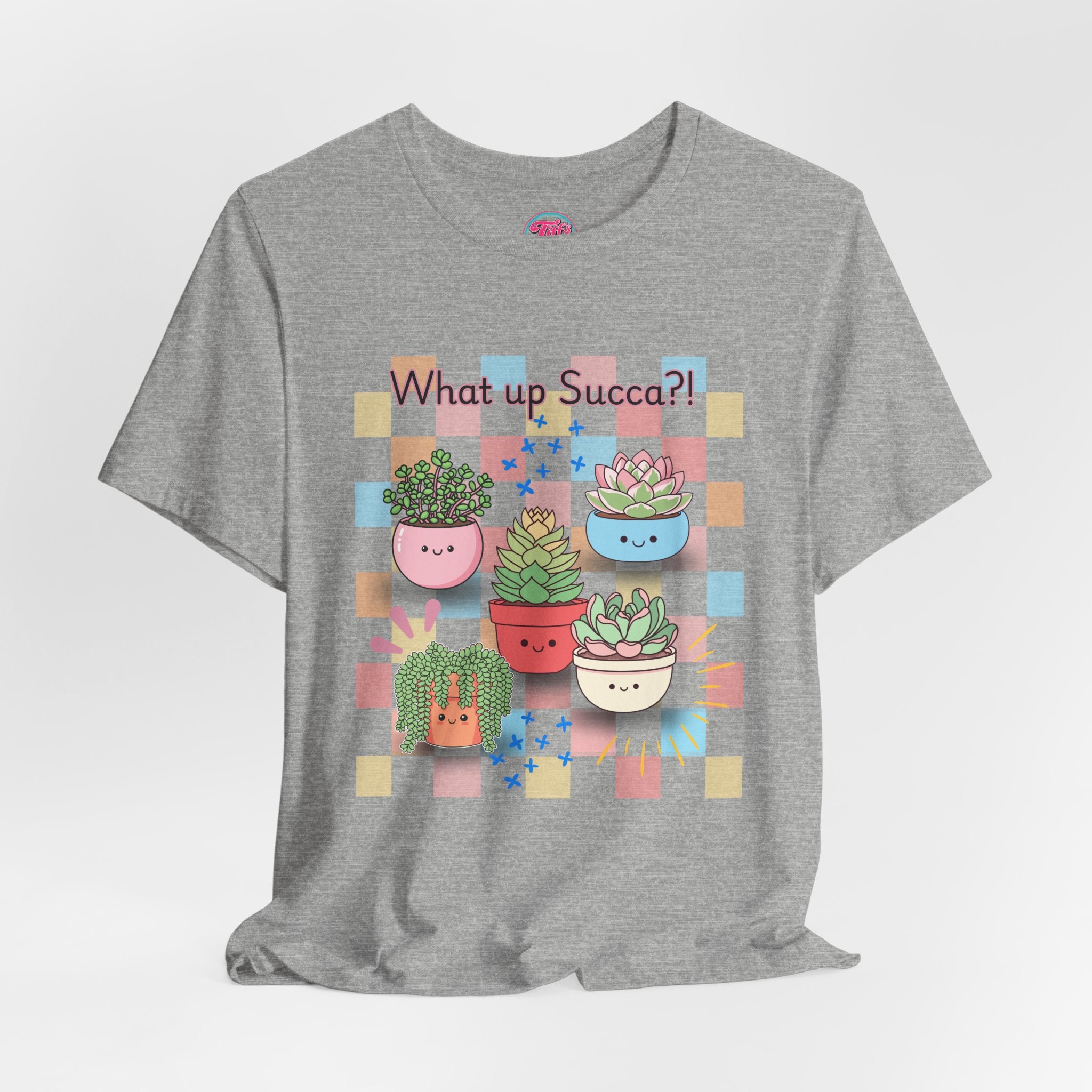 What up SUCCA?! Cute Succulent Graphic Tee — Kawaii Plant Lover Shirt