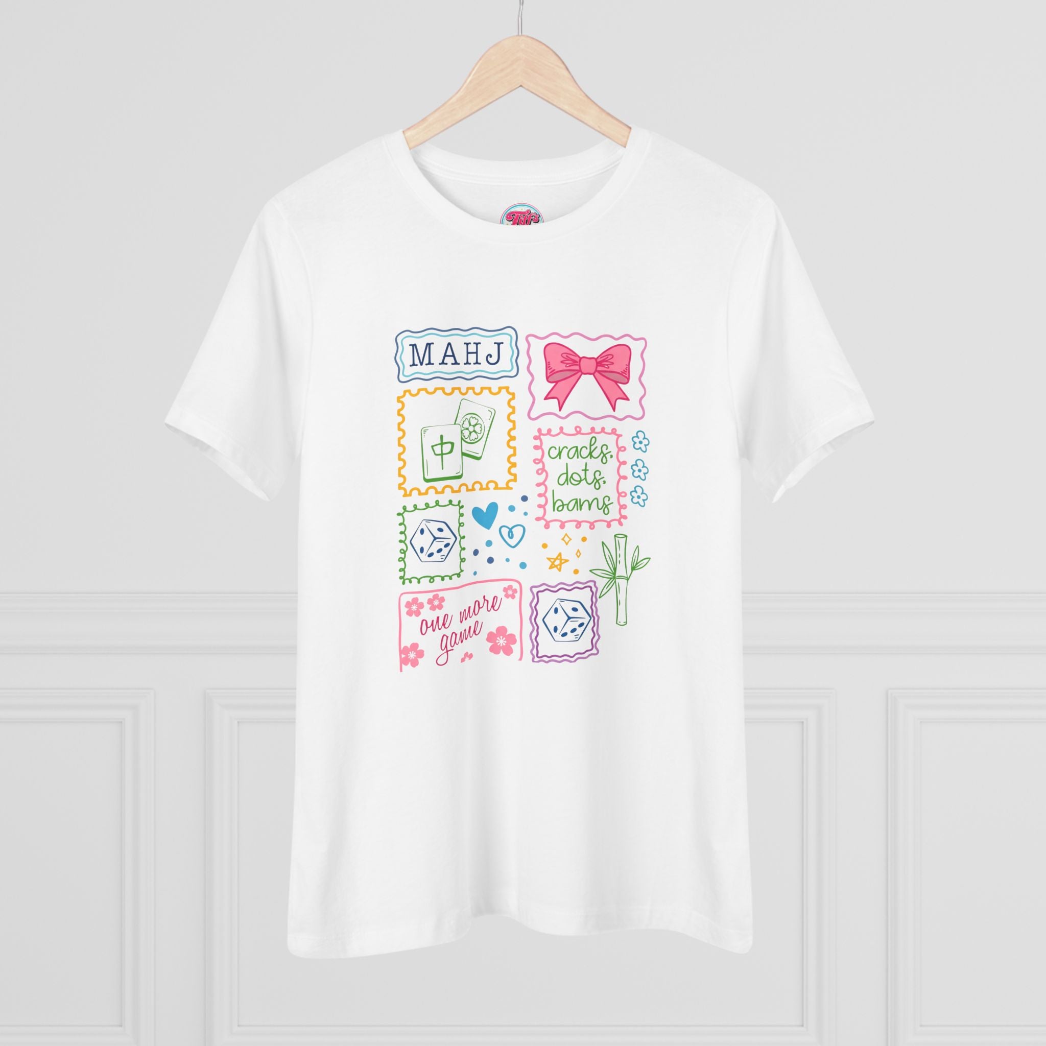 Just A Girl Who Loves Mahjong Graphic Tee — Cute Pastel Mahjong Tiles & Bow Women's T-Shirt