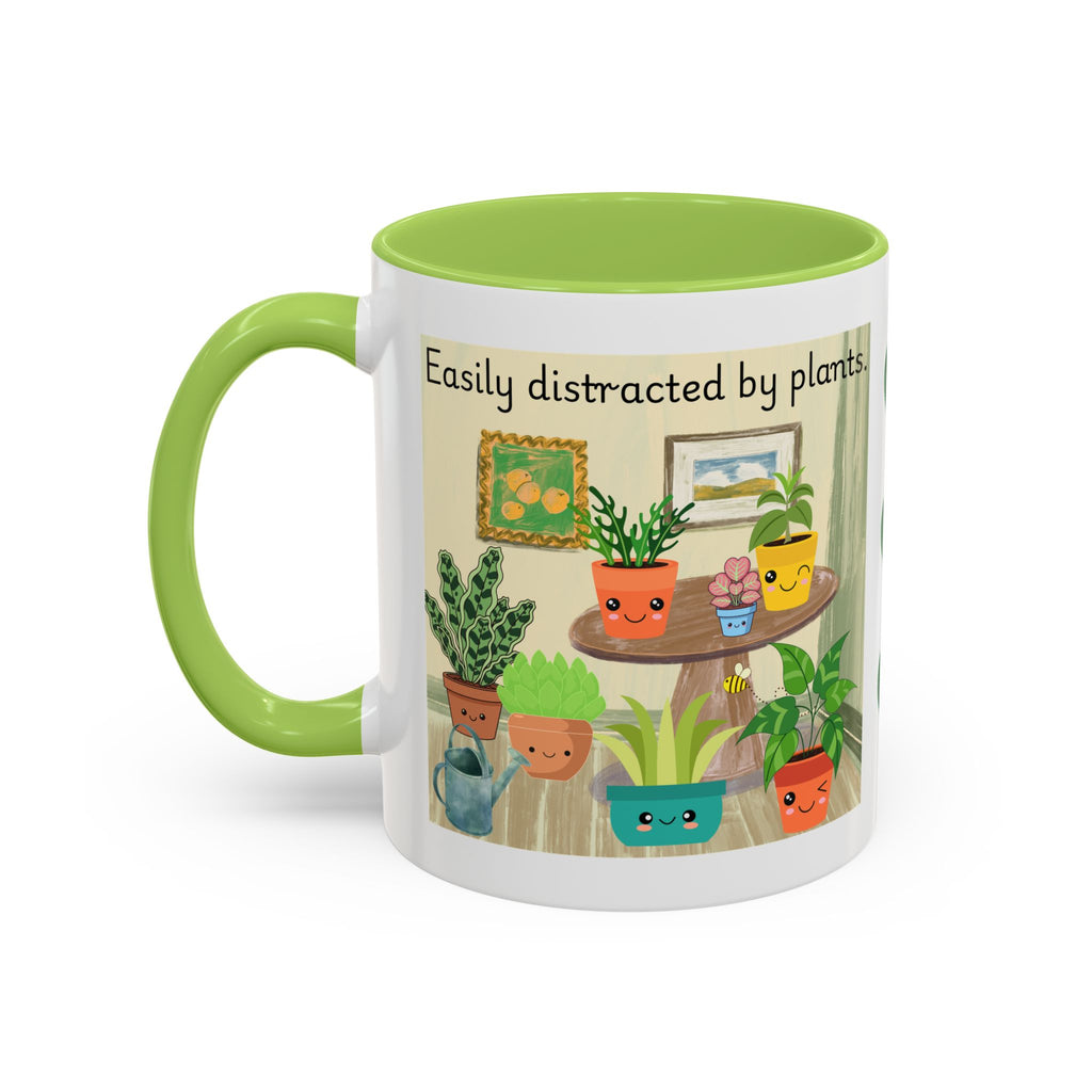 Plant Lover Coffee Mug — “Easily Distracted by Plants” Accent Mug (11 oz)