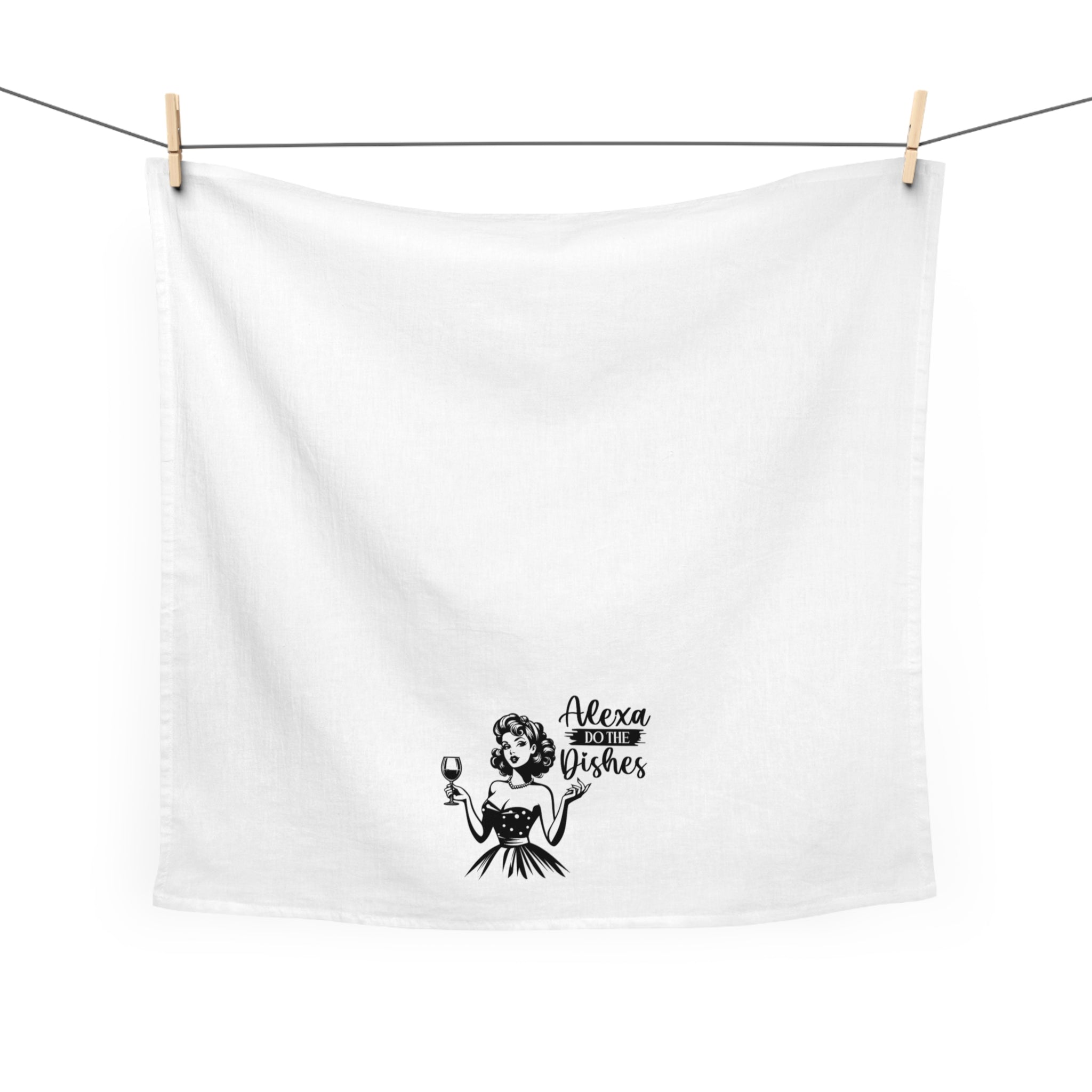 Tea Towel — Alexa Do The Dishes Retro Housewife Wine Kitchen Towel