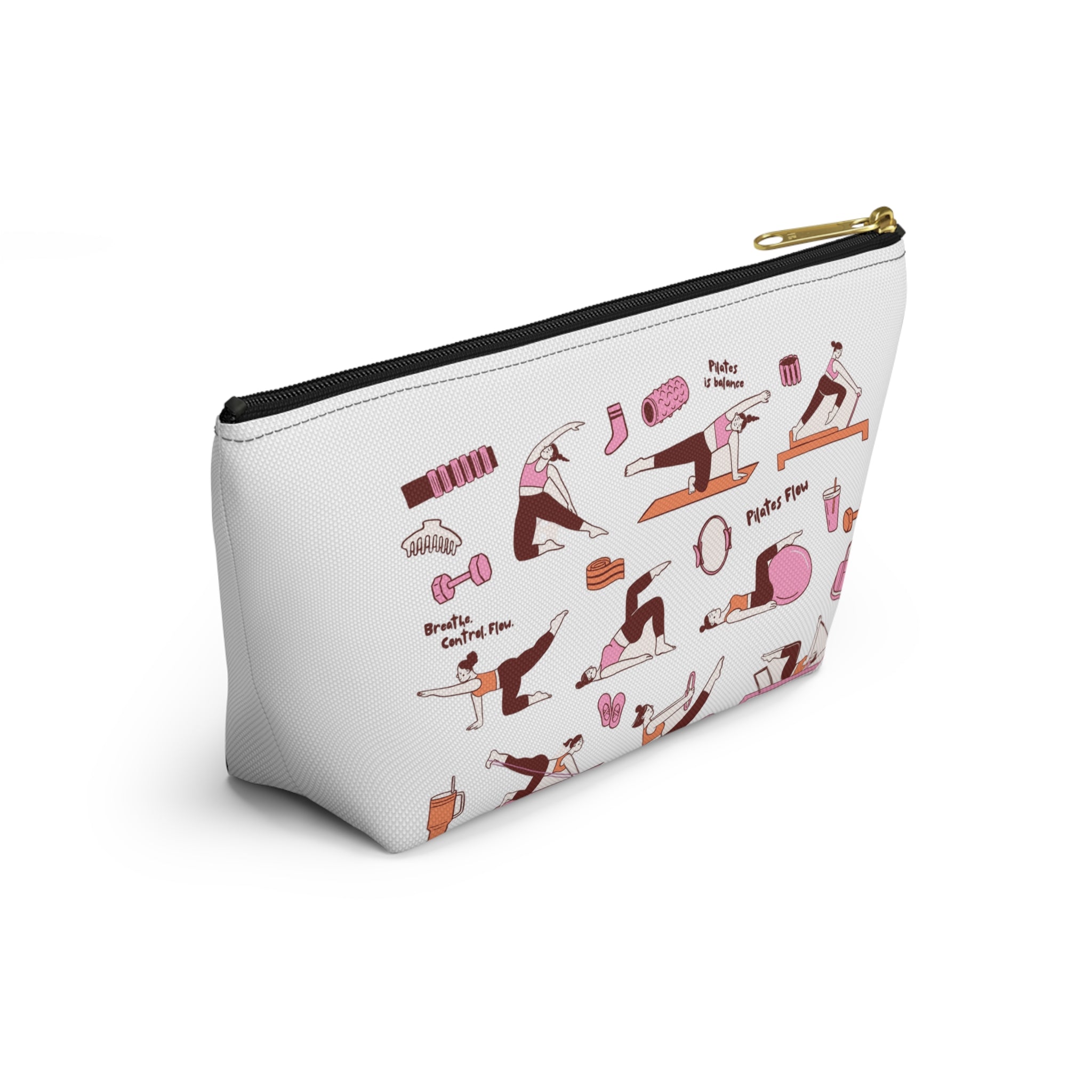 Pilates Accessory Pouch — T‑Bottom Makeup & Gear Bag with Pilates Flow Design