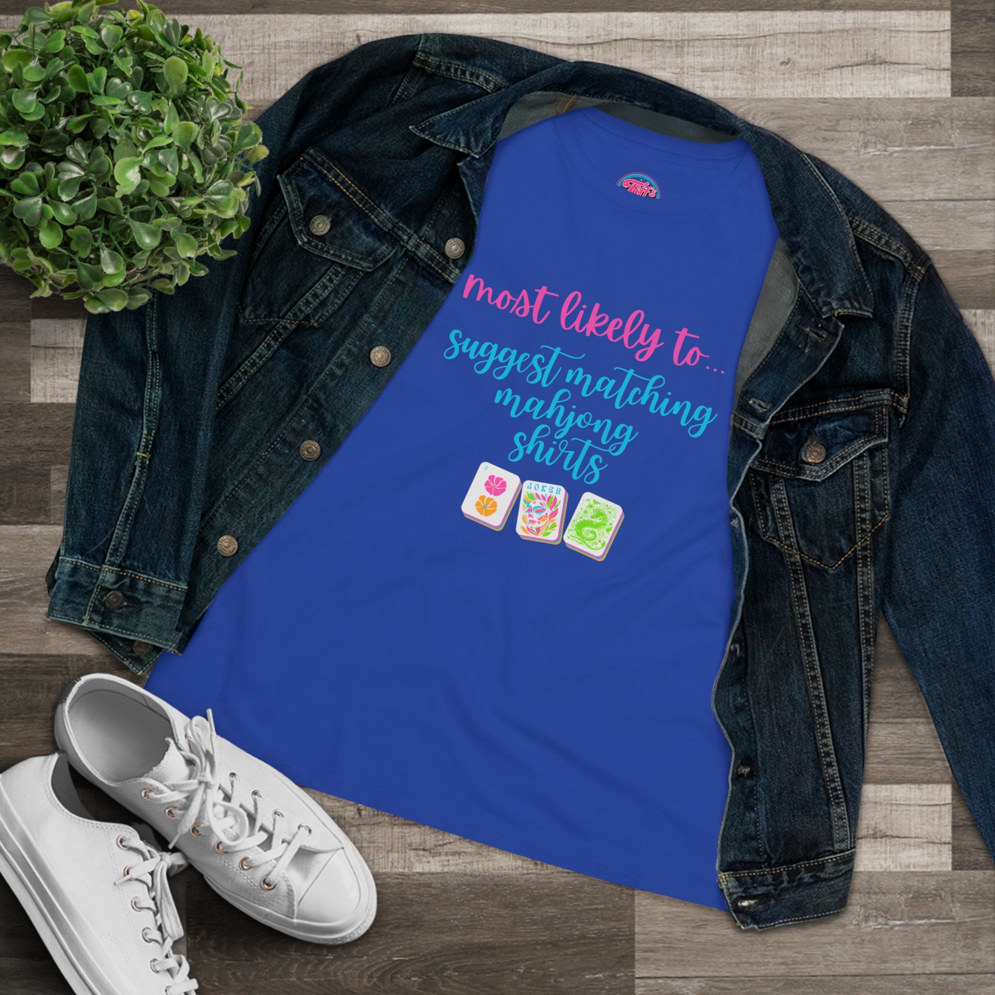 Women's Tee — "Most Likely to Suggest Matching Mahjong Shirts" Cute Mahjong Graphic T-Shirt